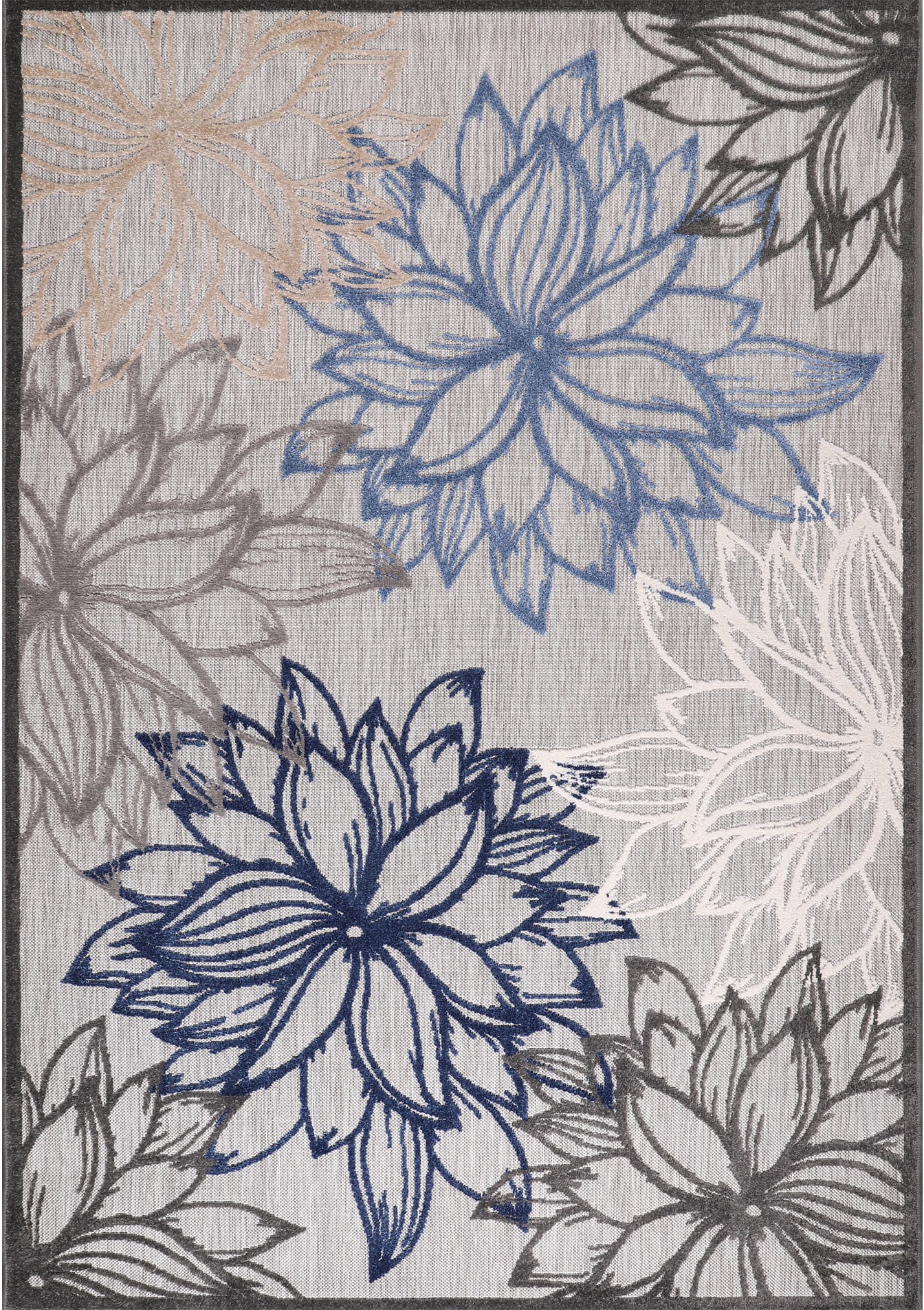 Sanat Teppich "Floral 2 Outdoor, auch als Läufer und rund" rechteckig 6 mm Höhe In- und Outdoor geeignet, Blumen, Balkon, Terrasse, Aussenbereich