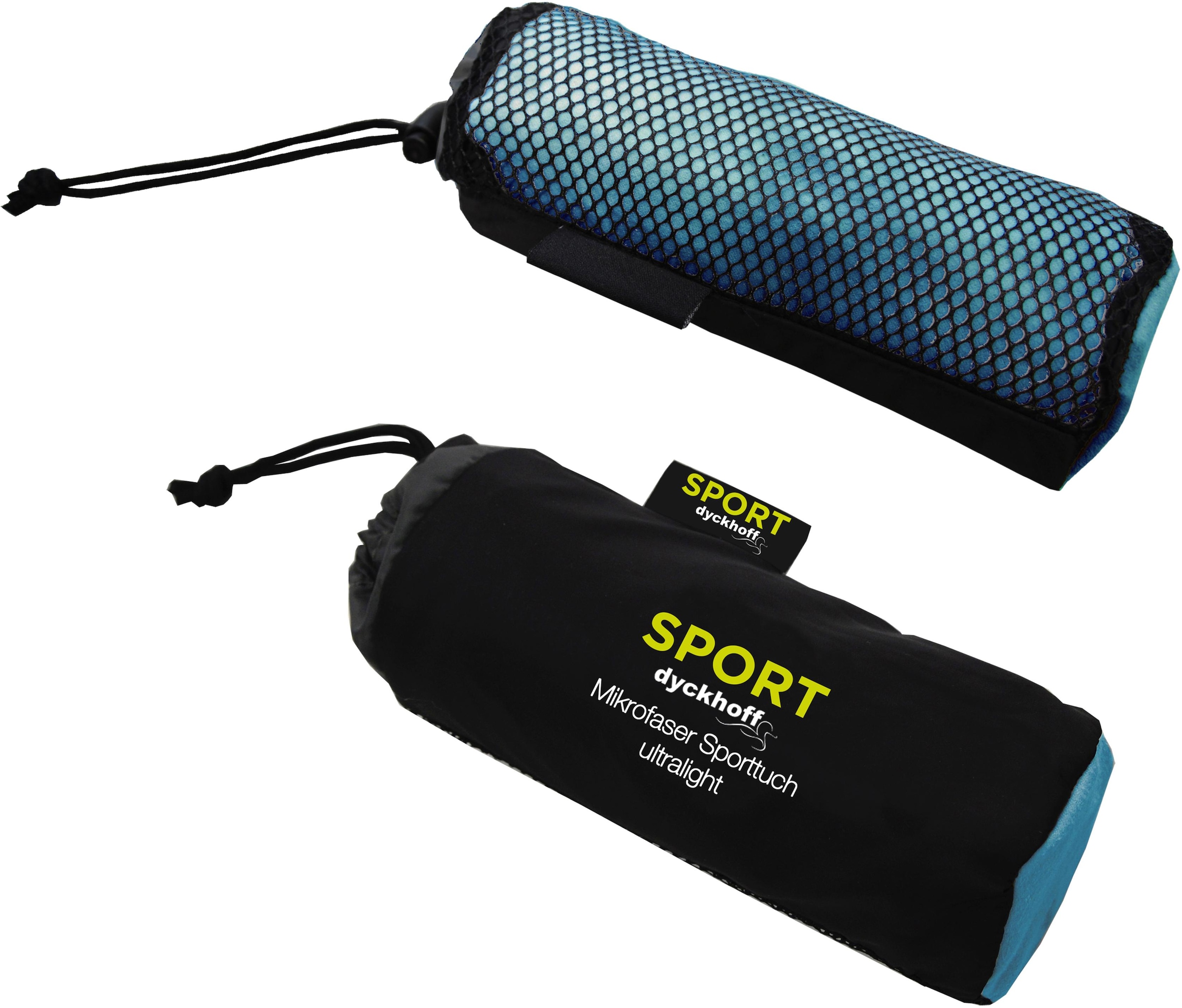 Dyckhoff Serviette de sport »Sporttuch Mikrofaser« im Set, mit Meshtasche, ideal für Sport, Reisen und Camping