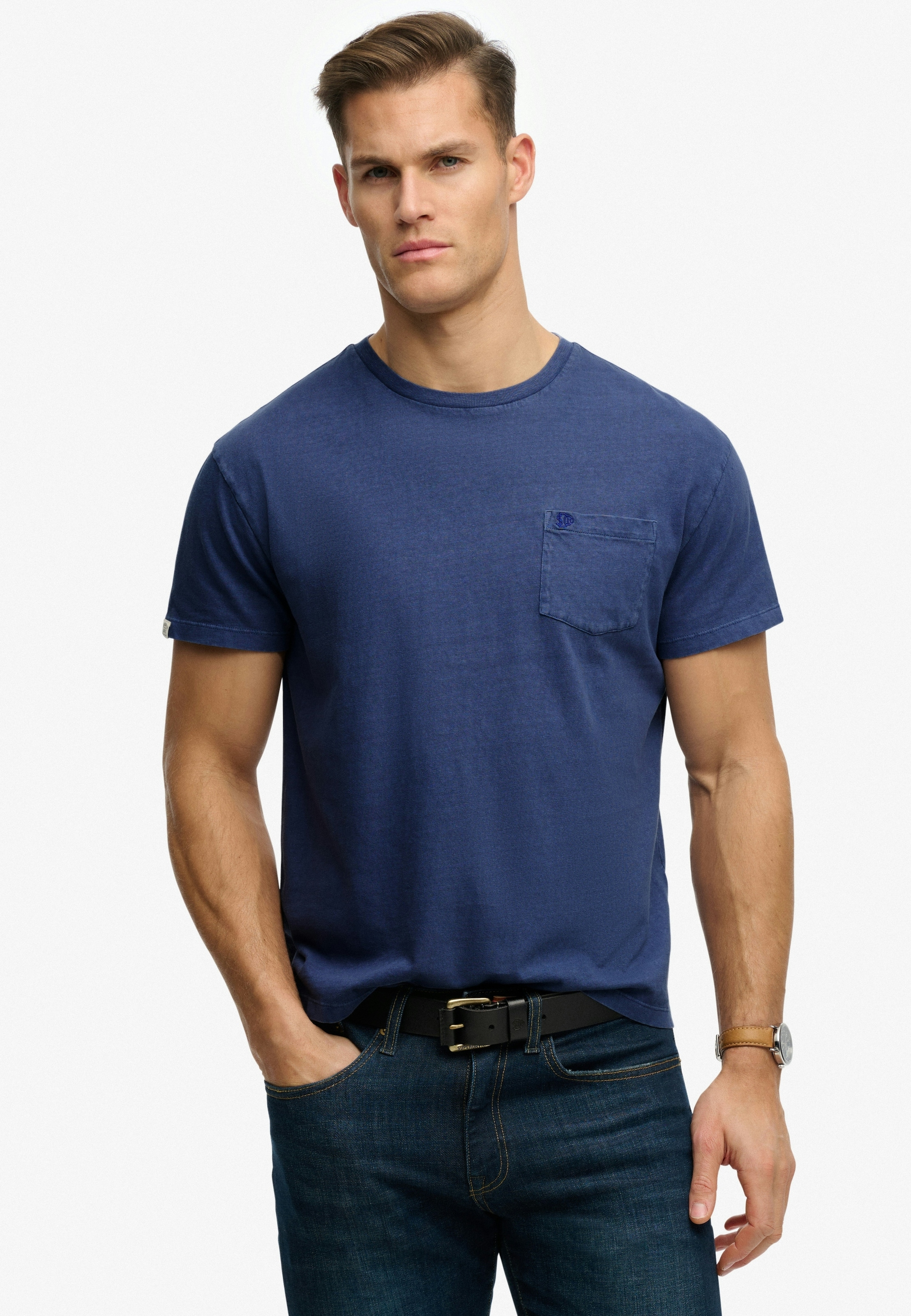 Image of Superdry Rundhalsshirt "COTTON CLASSIC LINEN PKT TEE" aus tollem Baumwoll-Leinen-Mischgewebe