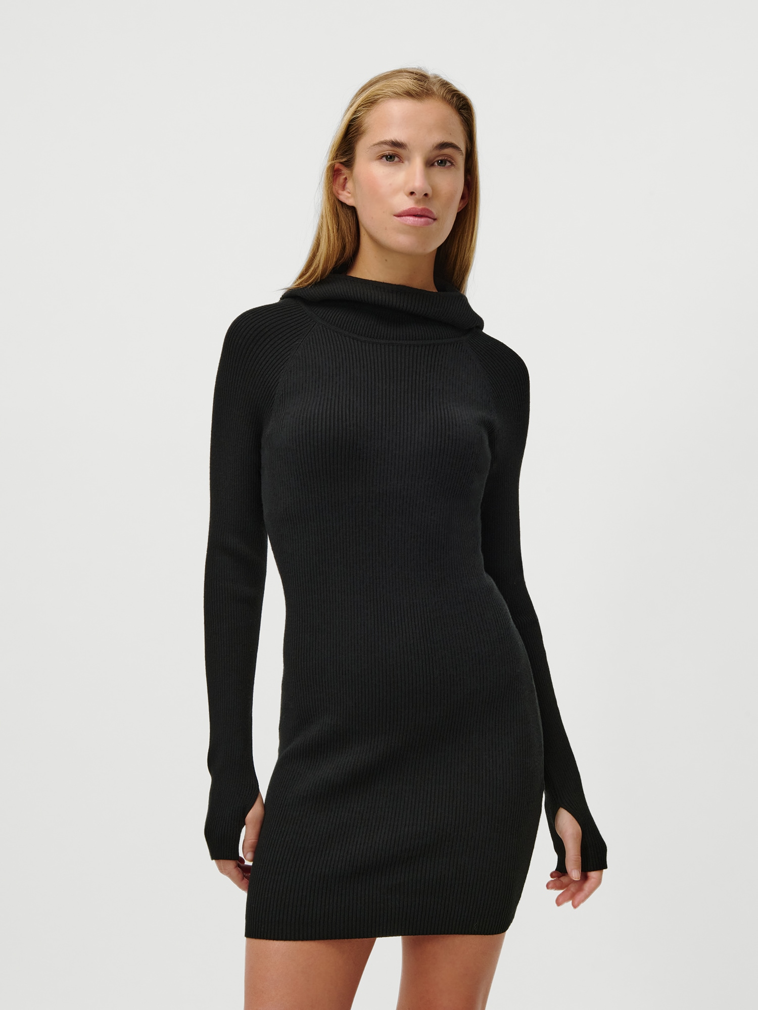 Image of LeGer Strickkleid "Mathilde, LeGer by Lena Gercke" Ohne Taschen mit Kapuze, körpernahe Passform