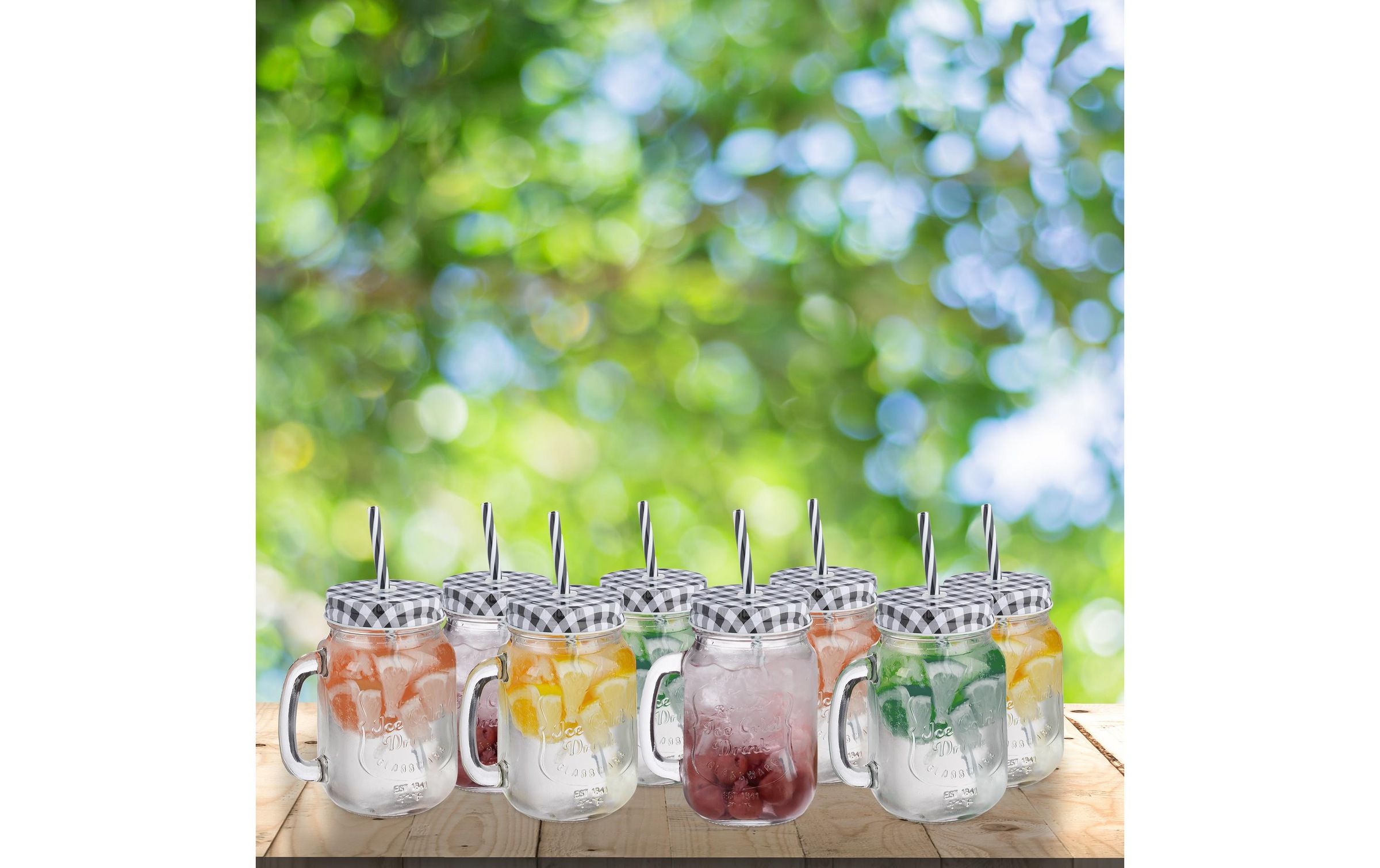 relaxdays Gläser-Set »Summer 500 ml, 8 Stück, Schwarz/Transparent/Weiss«