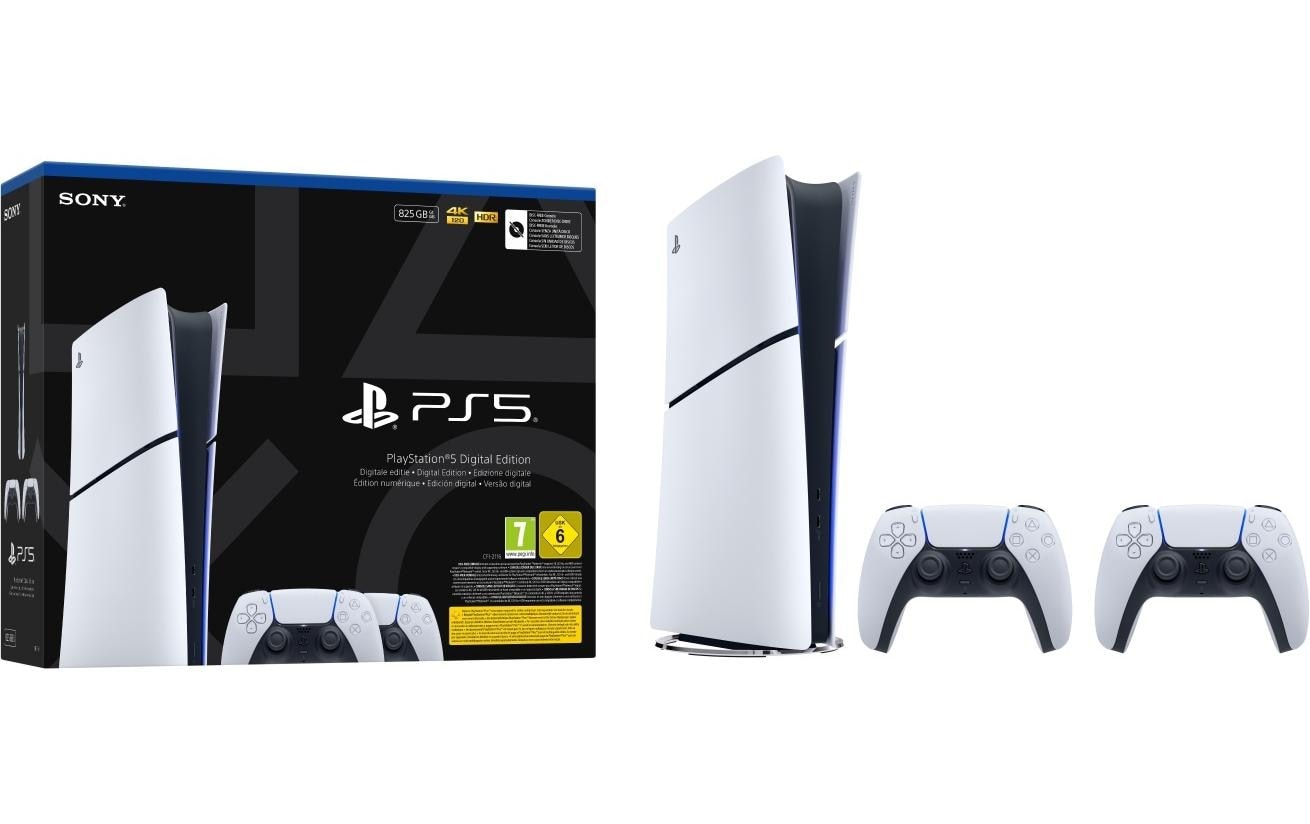 Sony Spielekonsole »PlayStation 5 Slim Digital 825 GB Bundle D/F/I 2 Controller« 825 GB