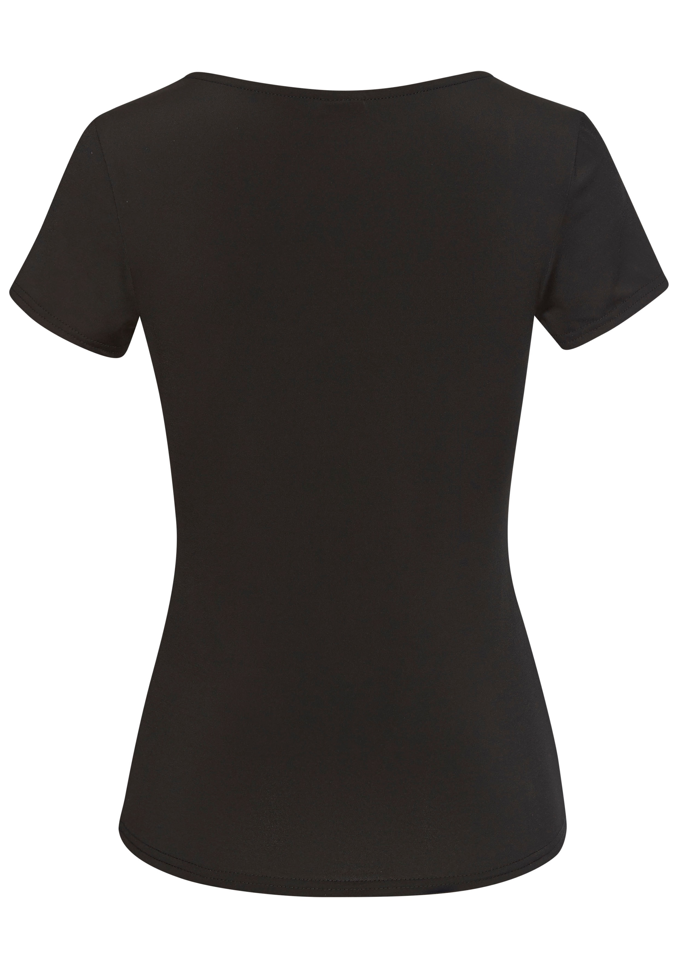 LASCANA T-Shirt, aus bügelfreiem Material, elegantes Kurzarmshirt, doppellagig