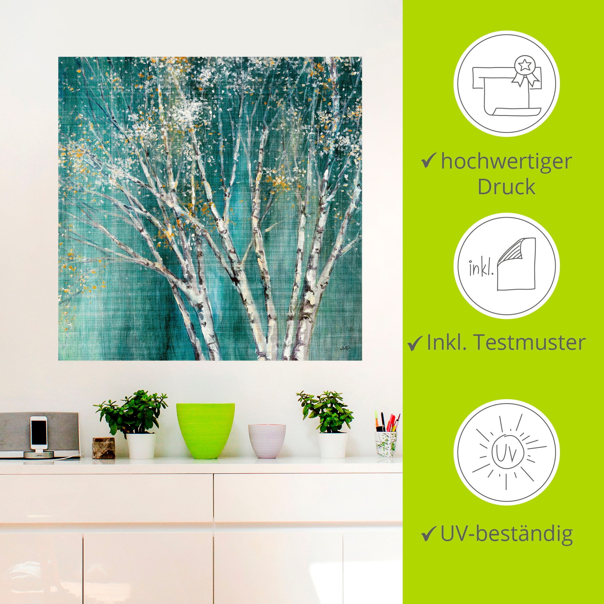 Artland Wandbild »Blaue Birke«, Bäume, (1 St.), als Leinwandbild, Poster, Wandaufkleber in verschied. Grössen