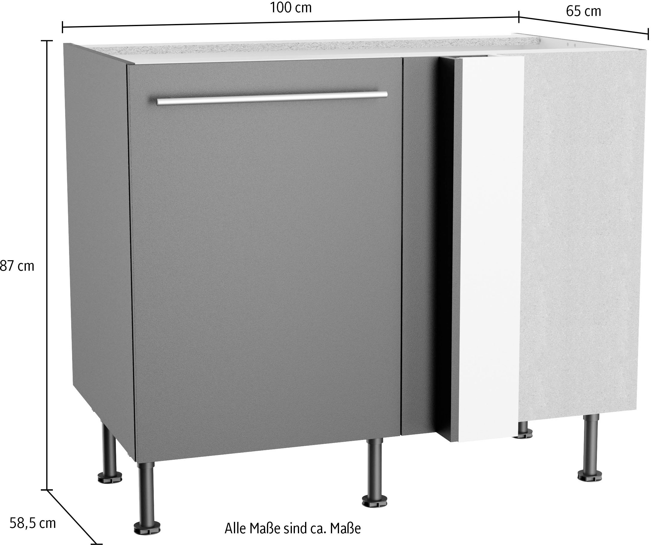 OPTIFIT Eckunterschrank »Bern2«, Breite 100 x 65 cm, Lösung für Geschirrspüler, 1 Tür, 1 Einlegeboden