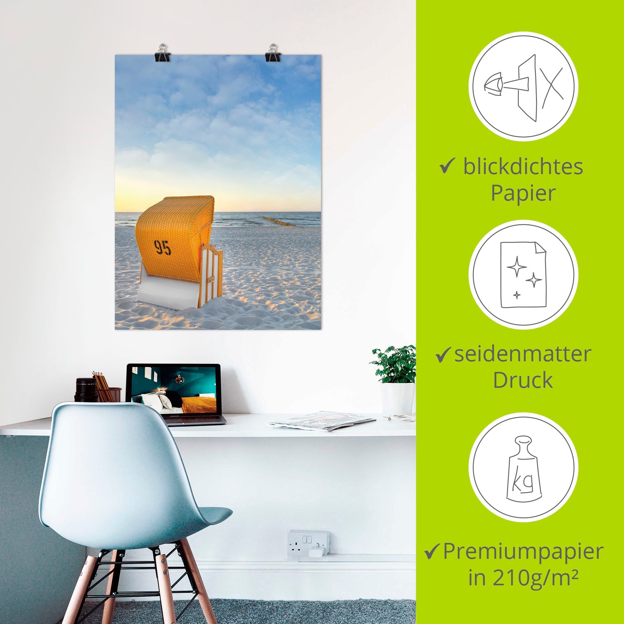Artland Wandbild »Ostsee7 - Strandkorb«, Strand, (1 St.), als Alubild, Outdoorbild, Leinwandbild, Poster in verschied. Grössen