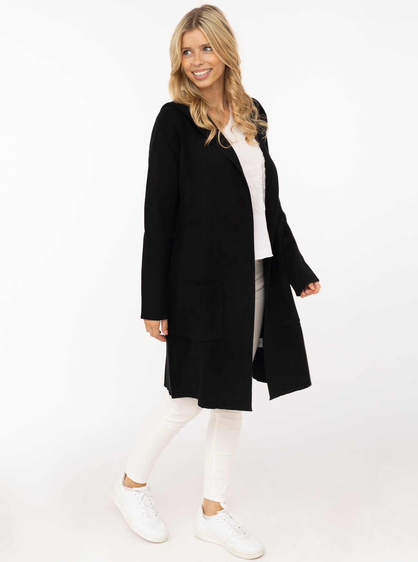 Zwillingsherz Cardigan »"Janina"« Kapuze, Taschen, Langarm, knielang, ohne Verschluss