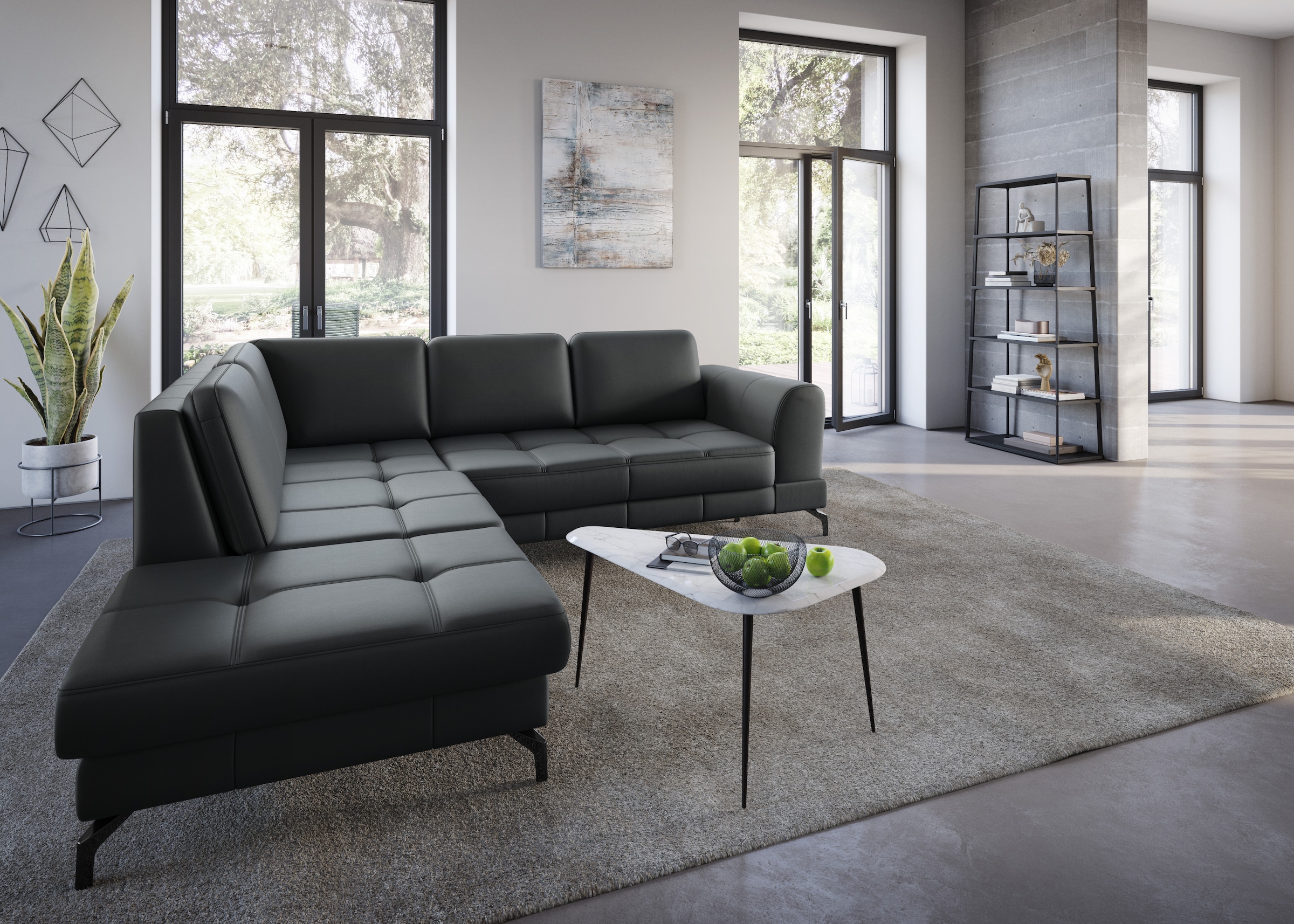 sit&more Ecksofa »Bendigo L-Form«, inklusive Sitztiefenverstellung, Bodenfreiheit 12 cm, in 2 Fussfarben