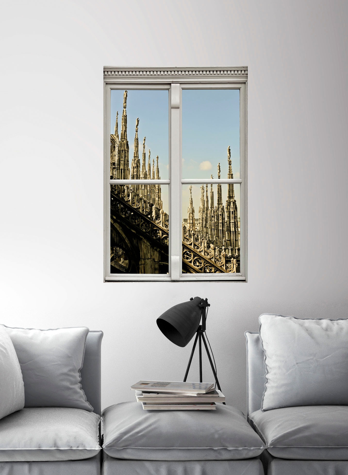 queence Wandsticker »Bauwerk«, Wandsticker, Wandbild, selbstklebend, 3D, Fenster
