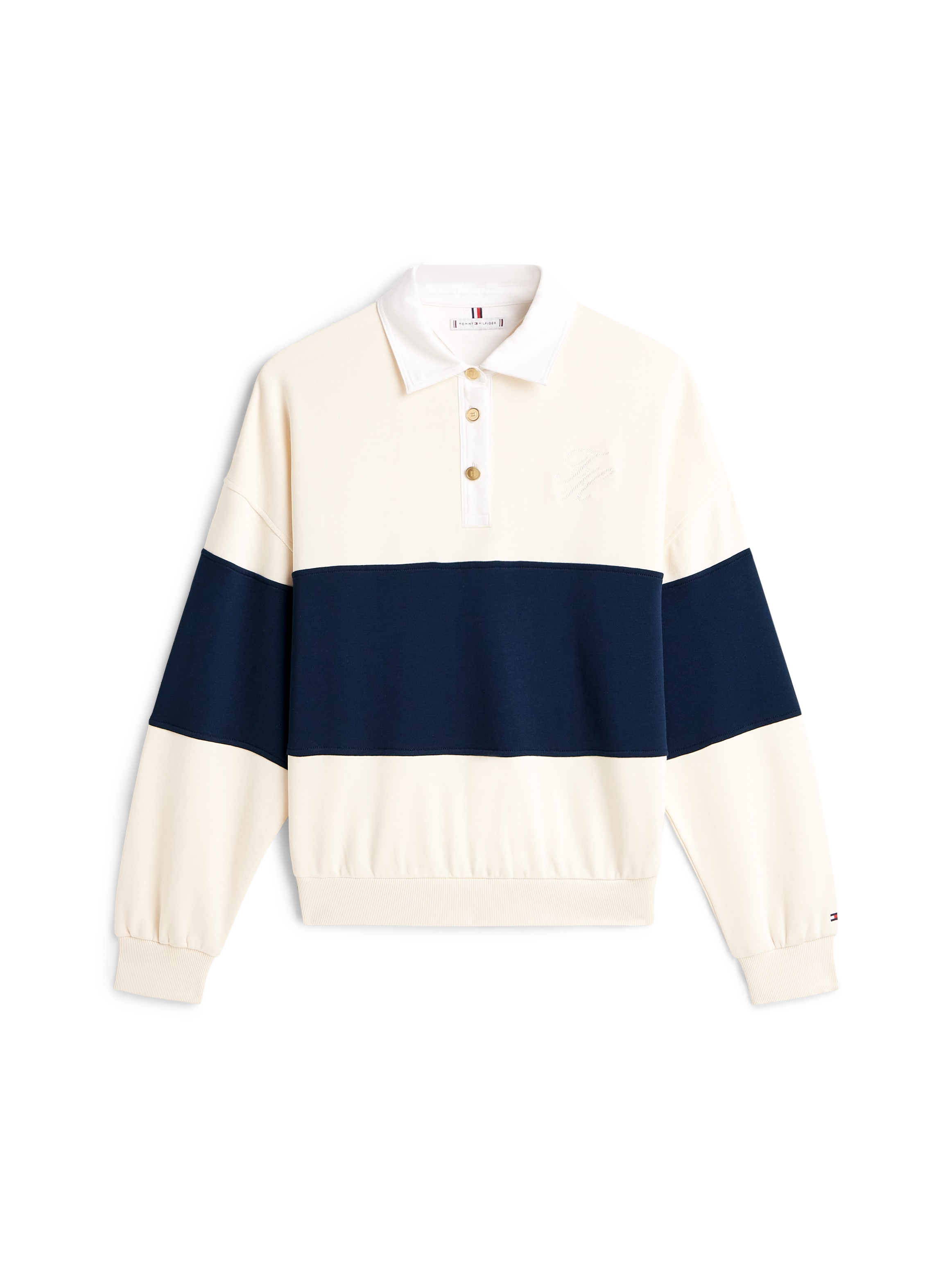 Tommy Hilfiger Sweatshirt »GOLD BTN RUGBY FLEECE SWTSRT«, mit goldfarbenen Knöpfen
