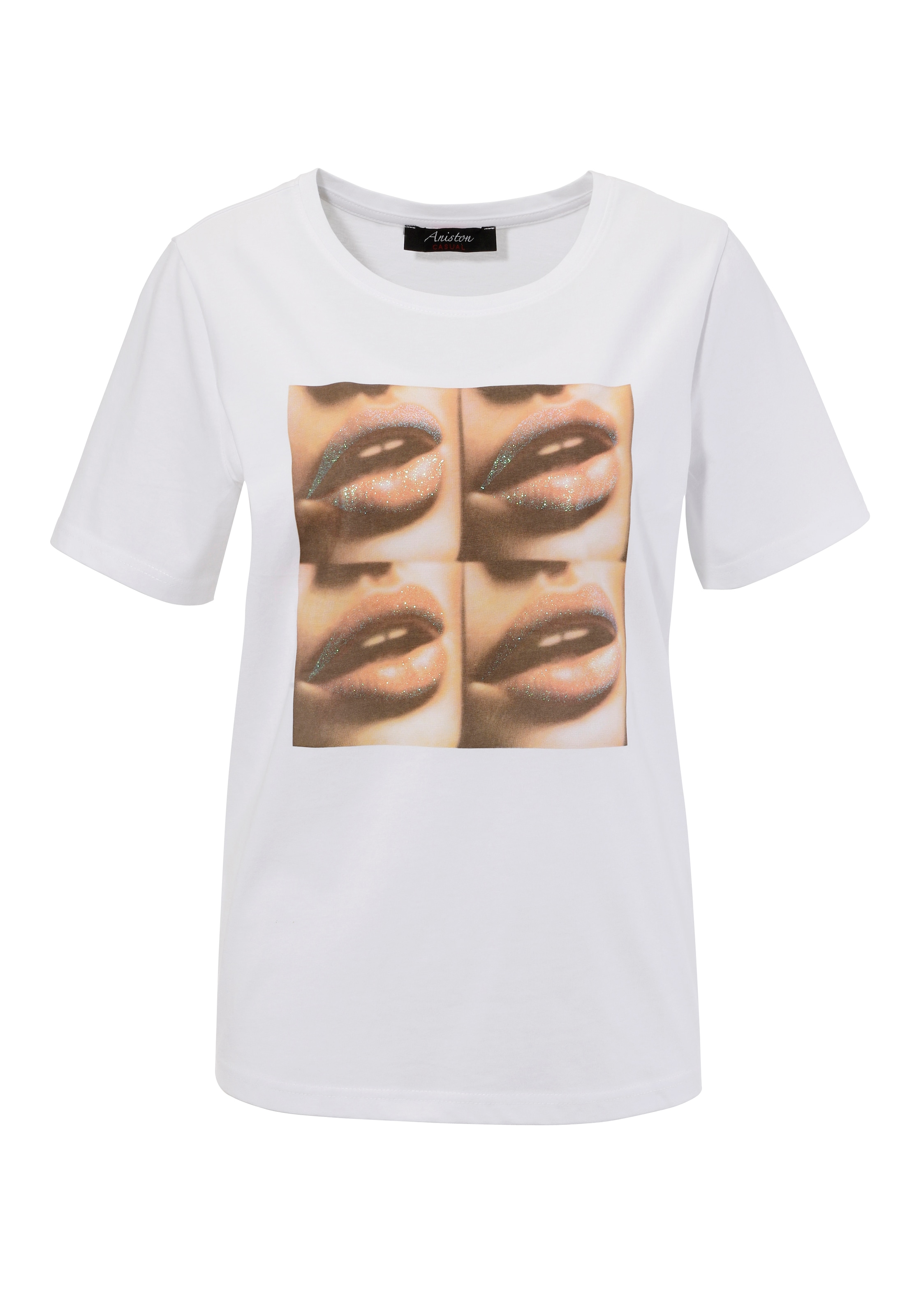 Aniston CASUAL T-Shirt, mit Glitzer verzierter Frontdruck
