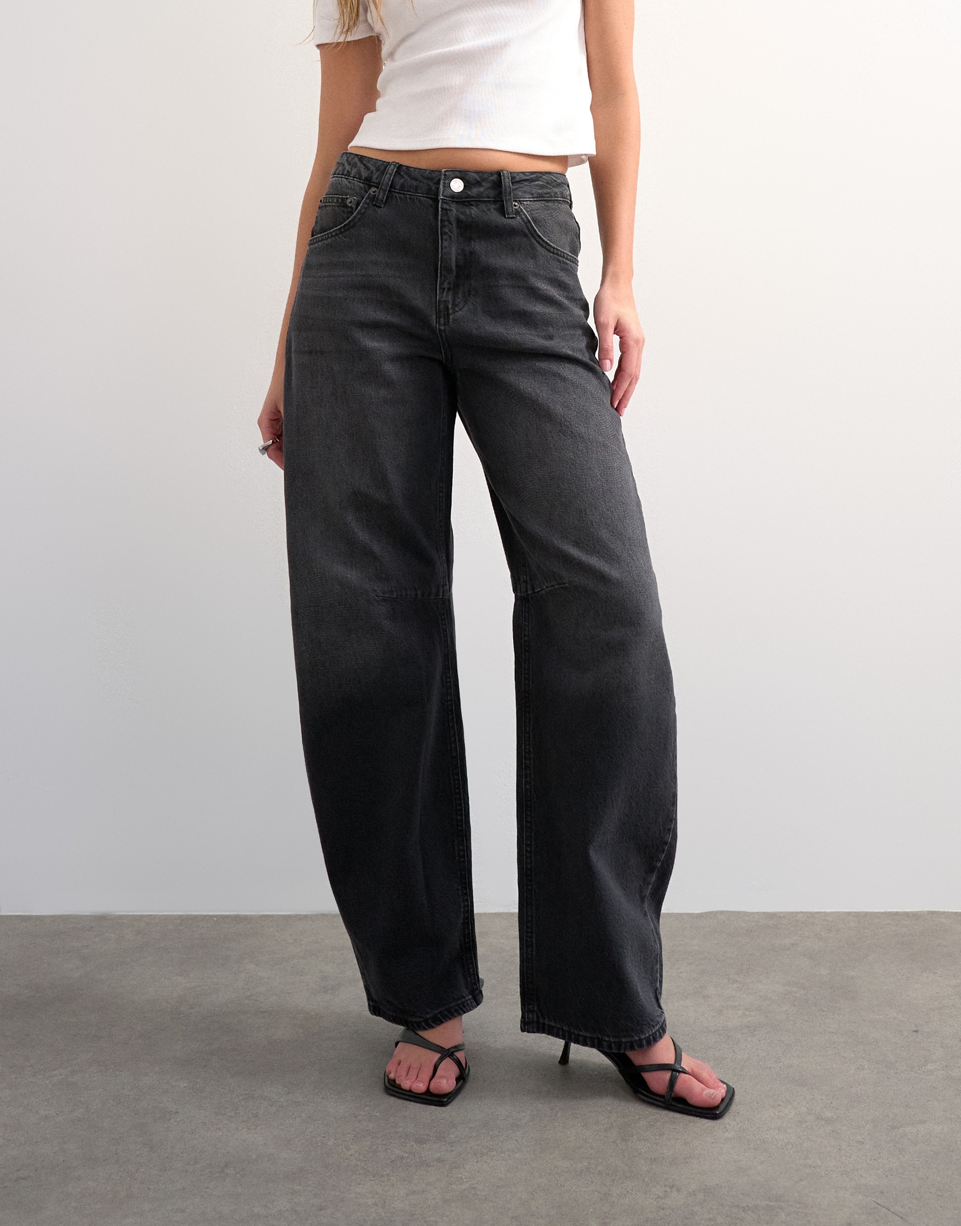 TOPSHOP Jeans large »TSBARREL HR DENIM JEANS BLW NOOS« Coton, coupe baril, taille haute