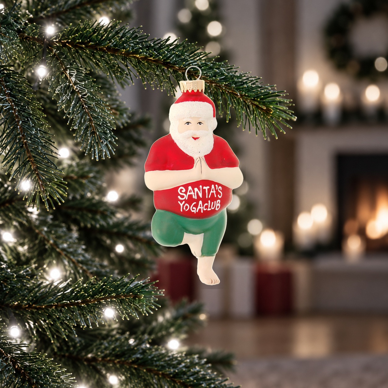 Krebs Glas Lauscha Décorations pour l'arbre de Noël »Yoga-Santa« Verre, 1 pièce