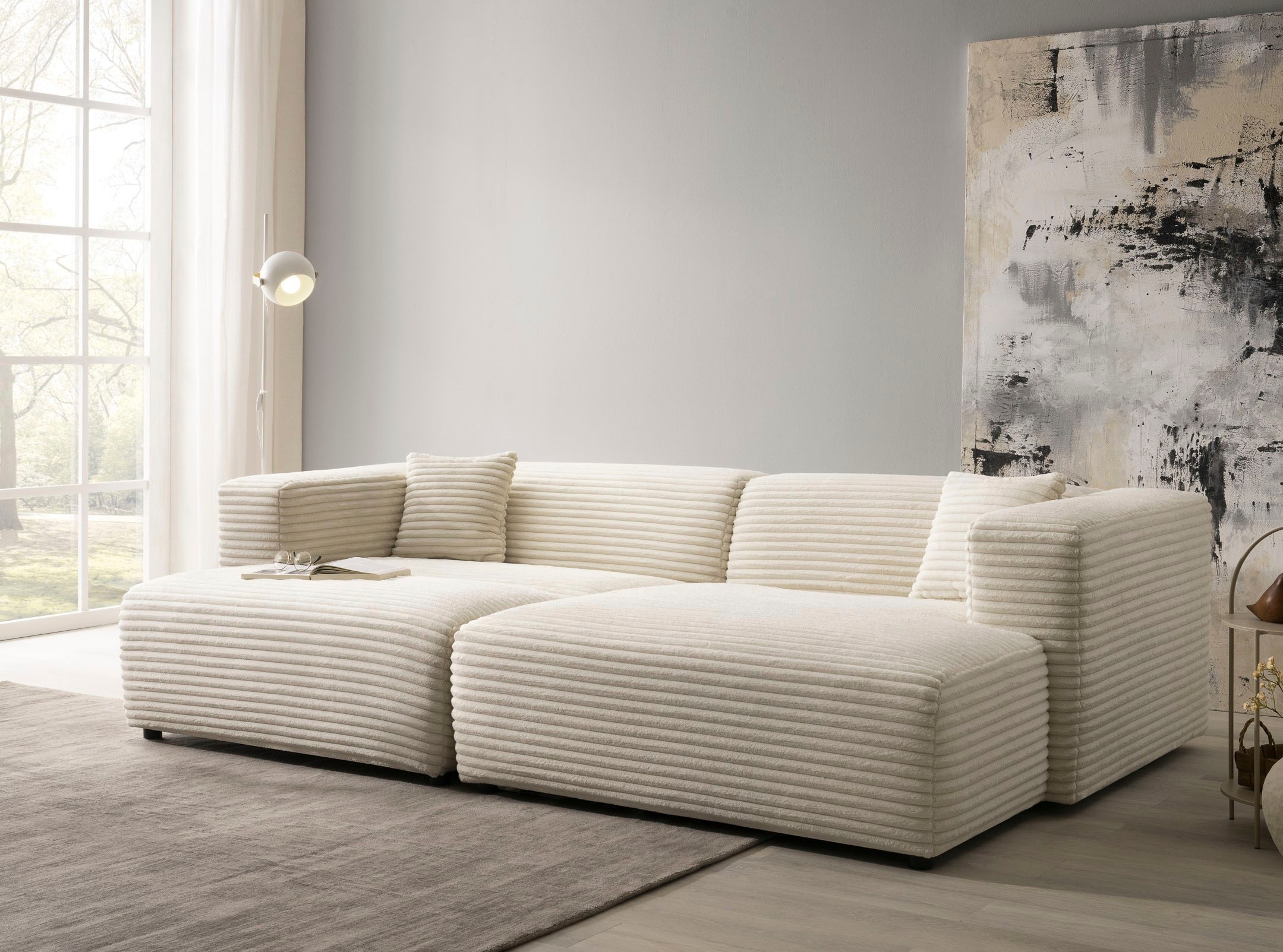 andas Polsterecke »BAKELS, Ecksofa-Set mit Hocker, L-Form mit Schlaffunktion«, Ecksofa-Set (incl. Hocker) im trendigen Megacord