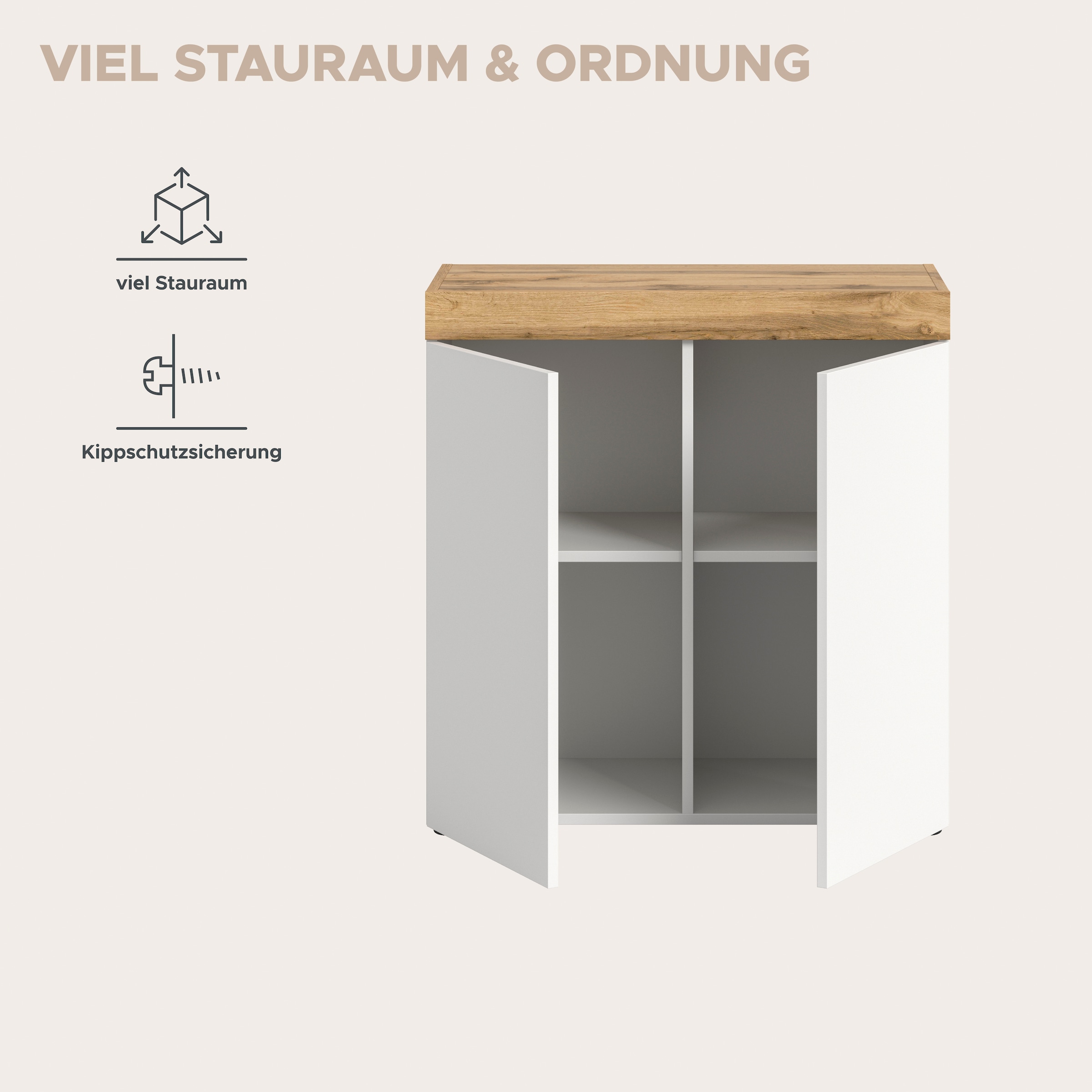 GOODproduct Kommode »MAMBO, Breite 77cm, 2 Türen, 4 Fächer, push-2-open« 2 farbige Ausführung, in verschiedenen Farben erhältlich, 1 Stk. tlg. Kommode, Anrichte, Wohnzimmer, Schlafzimmer