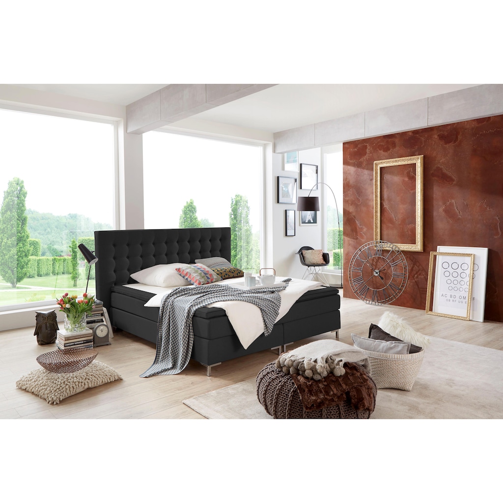 ATLANTIC home collection Boxspringbett »Anni«, mit Bonnell-Federkernmatratze und Topper