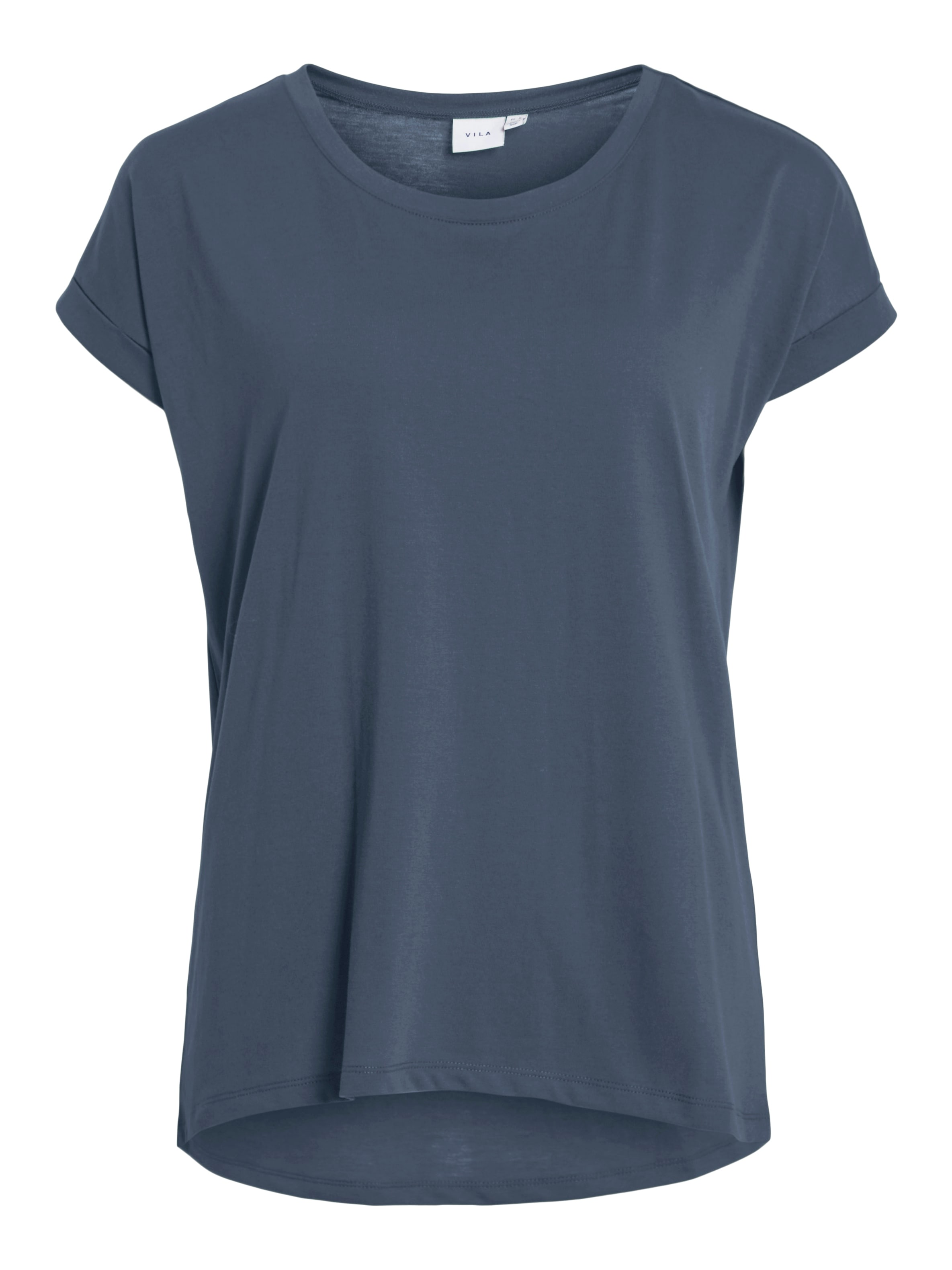 Vila Rundhalsshirt »VIDREAMERS NEW PURE T-SHIRT/SU-NOOS«, Basic Damen-T-Shirt mit Rundhalsausschnitt und umgeschlagenen Ärmeln