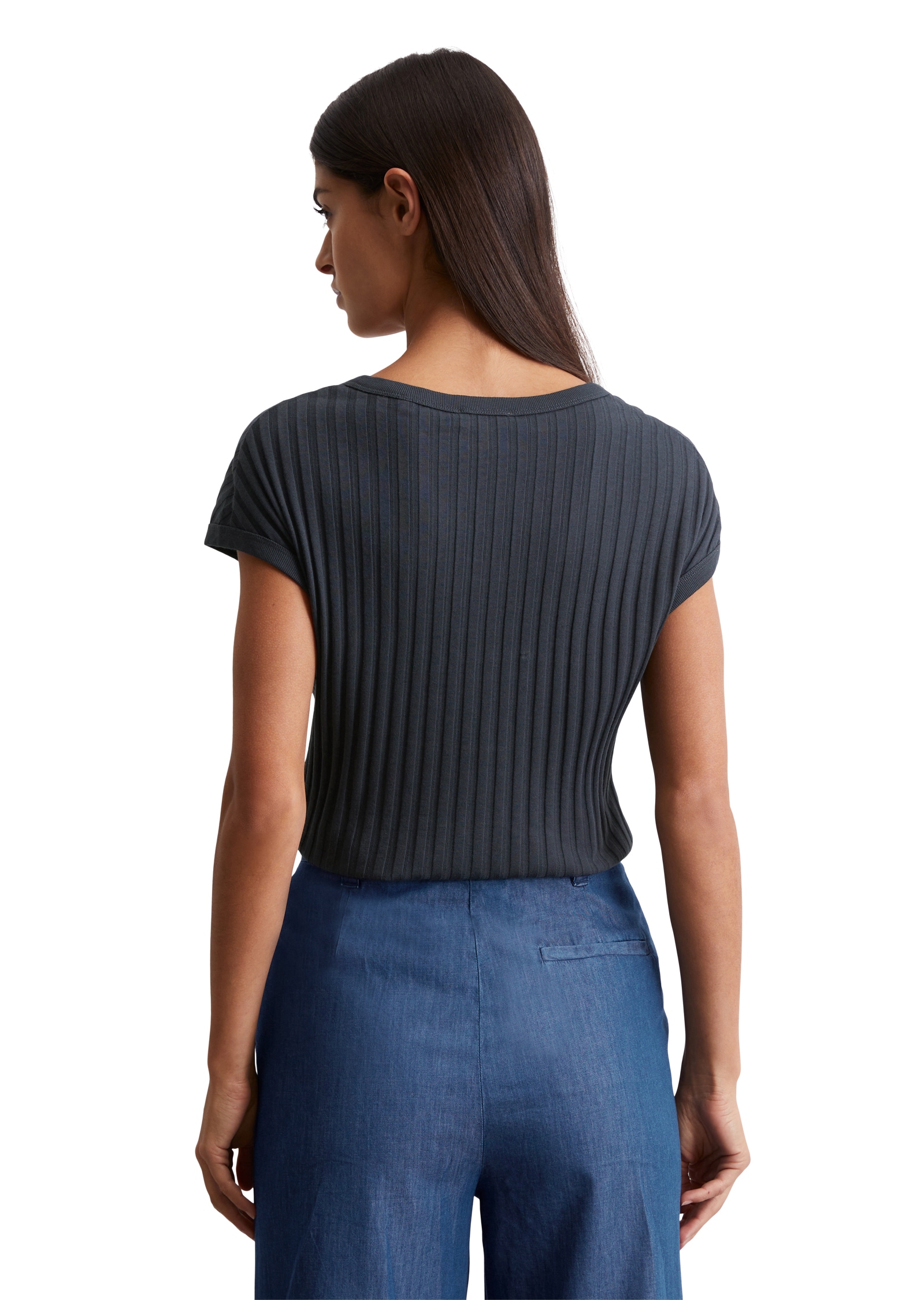 Marc O'Polo T-Shirt, luftiges Strickgewebemuster, slim fit