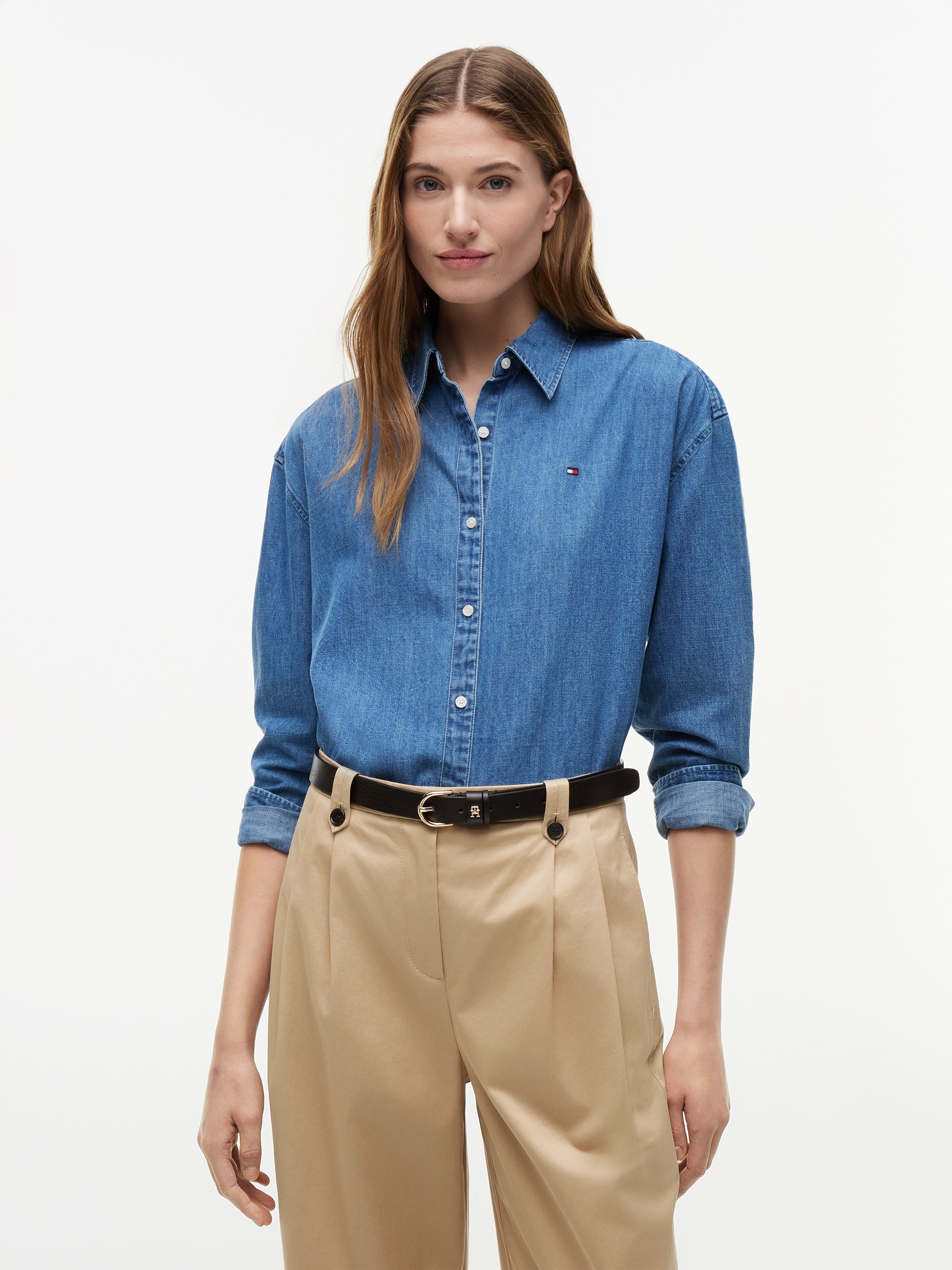 Image of Tommy Hilfiger Jeansbluse "LIGHT DENIM BOXY SHIRT LS" Baumwolle