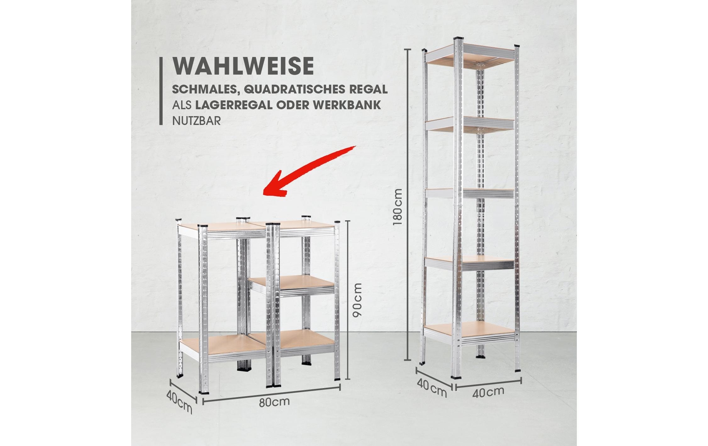 EASYmaxx Schwerlastregal »180 x 40 x 40 cm«
