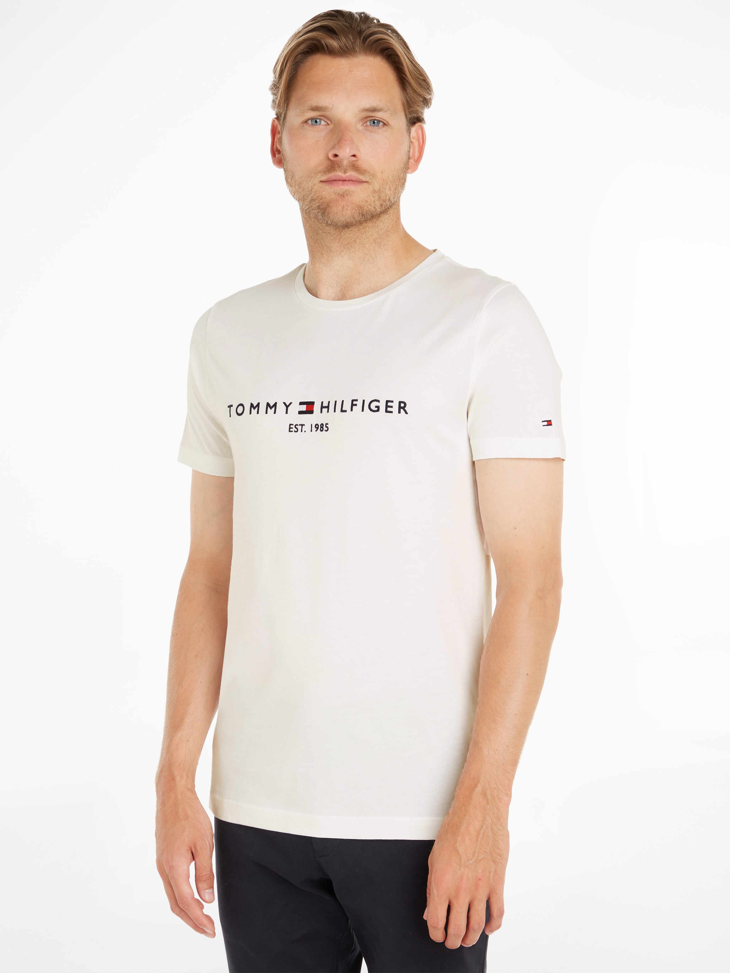 Image of Tommy Hilfiger T-Shirt "TOMMY FLAG HILFIGER TEE" aus Bio-Baumwolle, Regular Fit