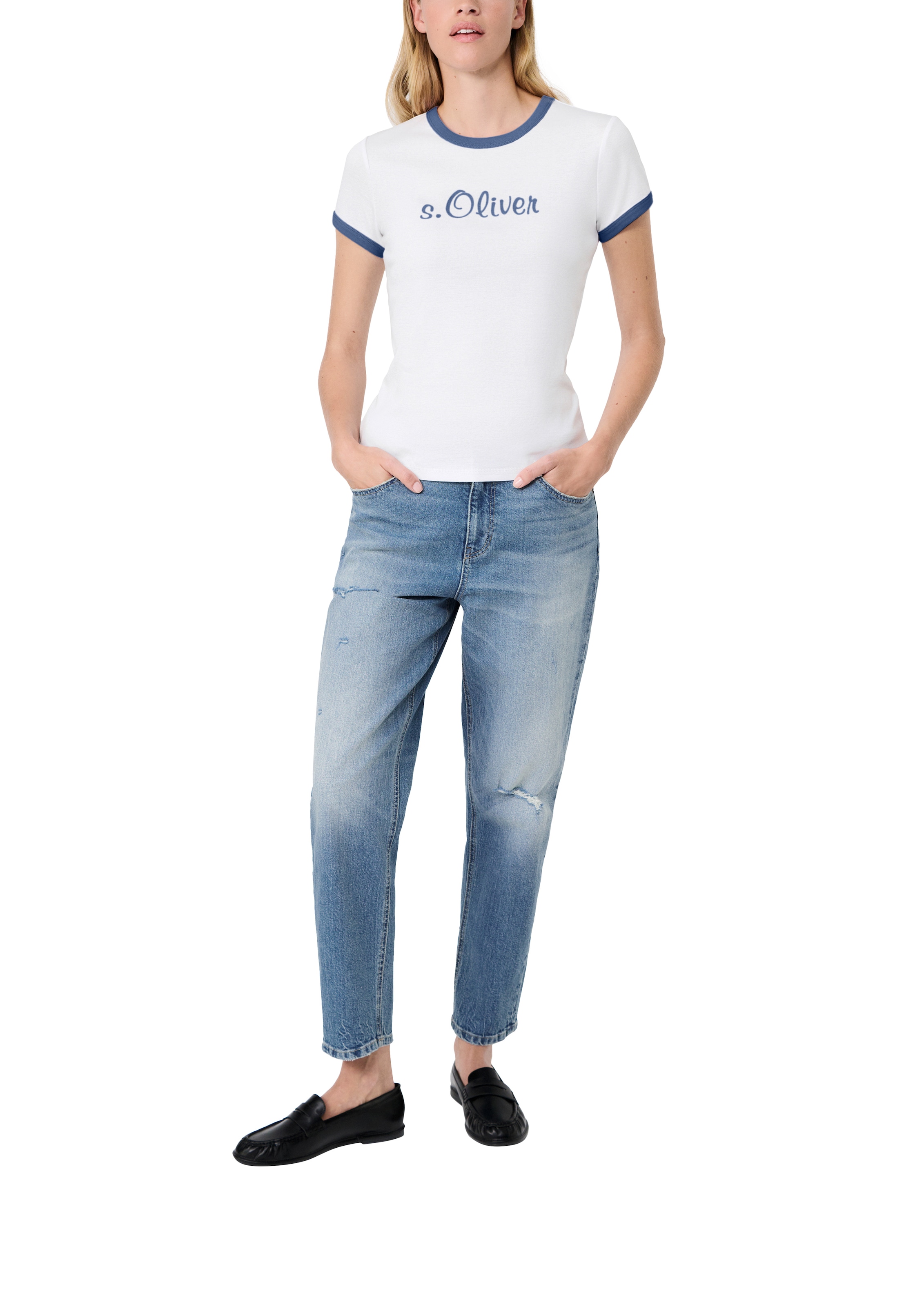 s.Oliver Kurzarmshirt »s.Oliver X Heidi Klum Logo T-Shirt« mit Logo-Print / Konstrastfarbene Bündchen / Rundhals