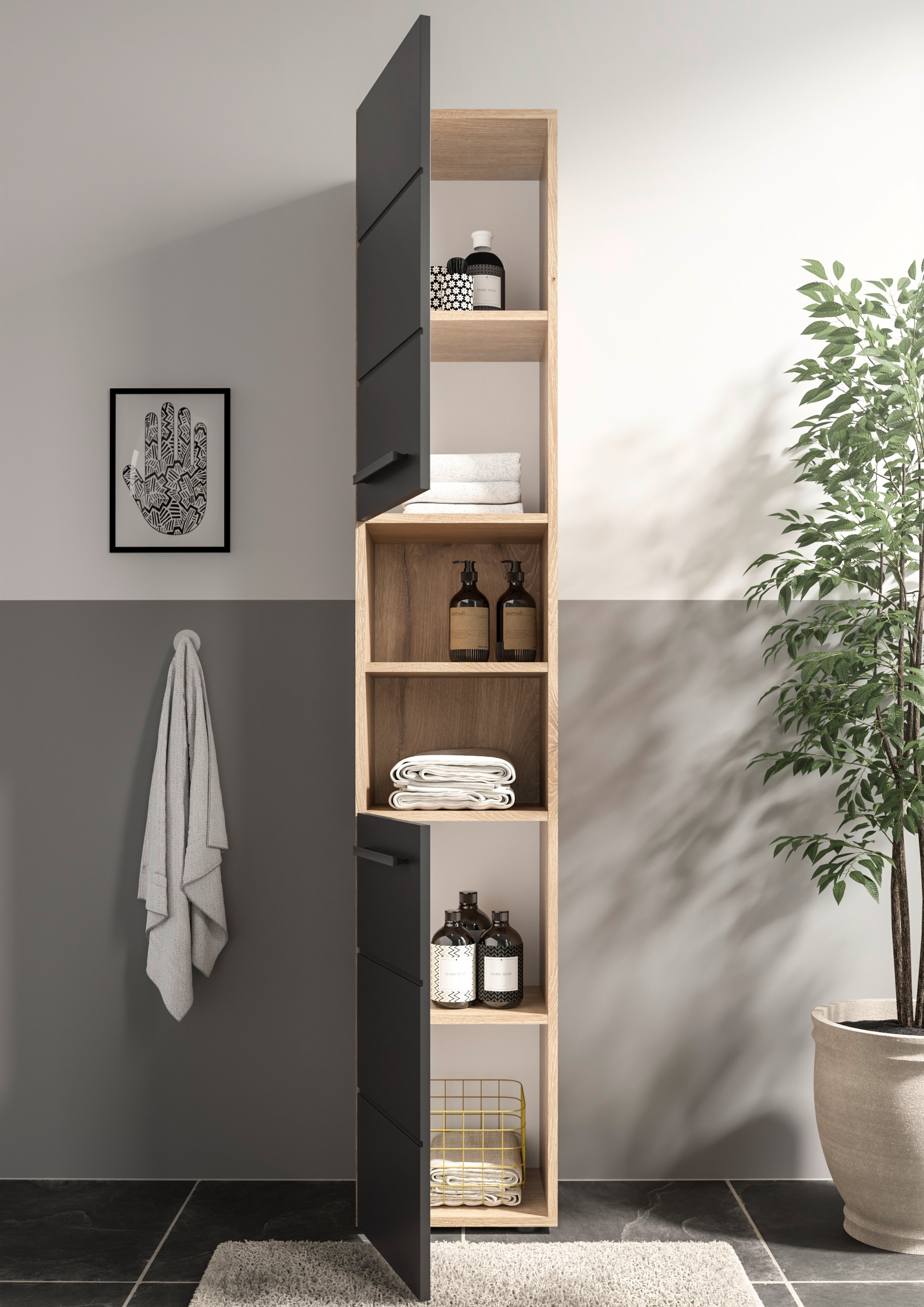 BASIC by Balculina Armoire haute »Rom BxHxT 34x190x31 cm« 1 cuis tlg. largeur 34cm, poignées en plastique, Made in Europa