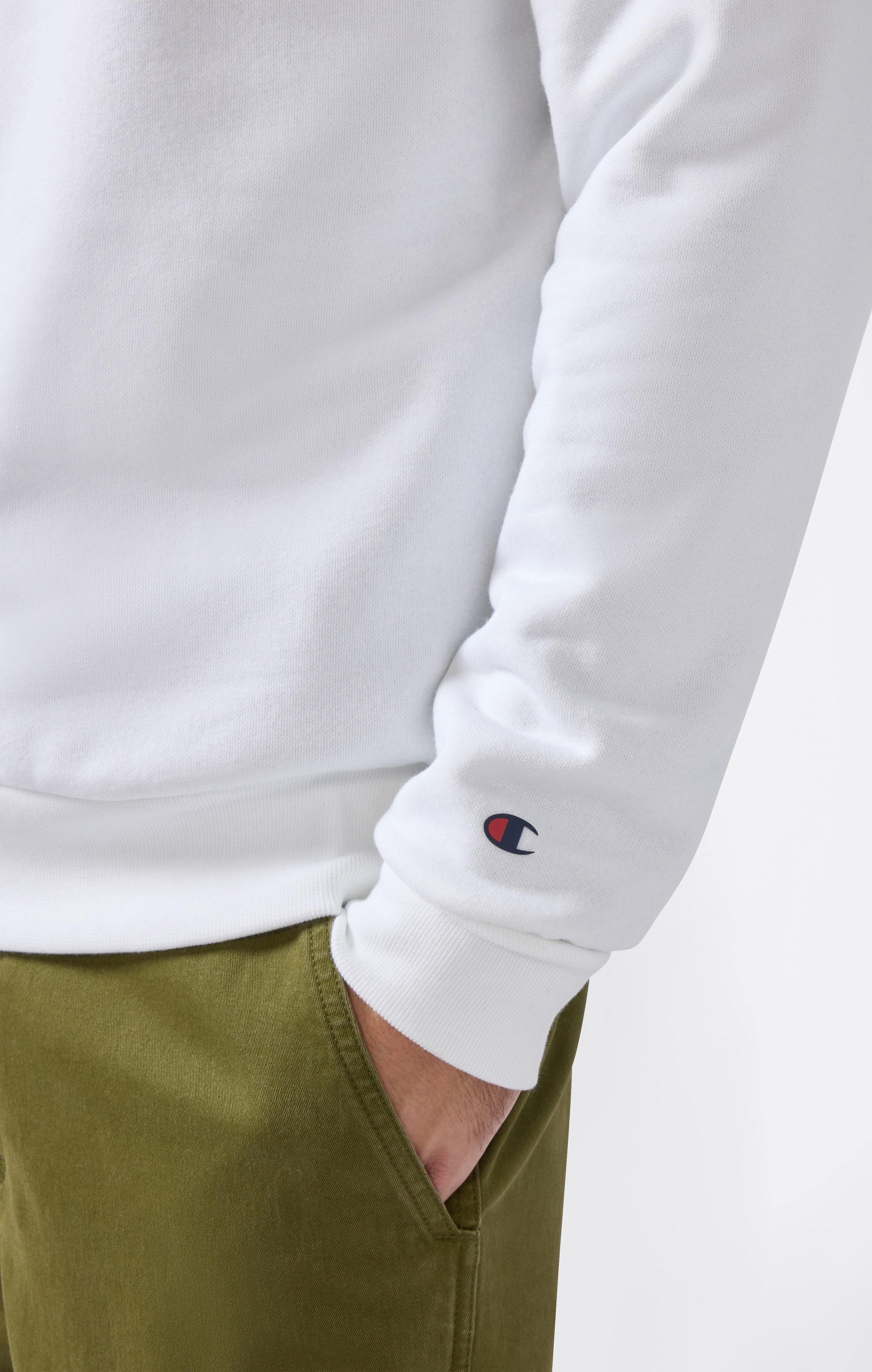 Champion Sweat à capuche »BASICS Fleece Crewneck Sweatshirt Large Logo«, Avec coton et polyester, manches longues, finition droite
