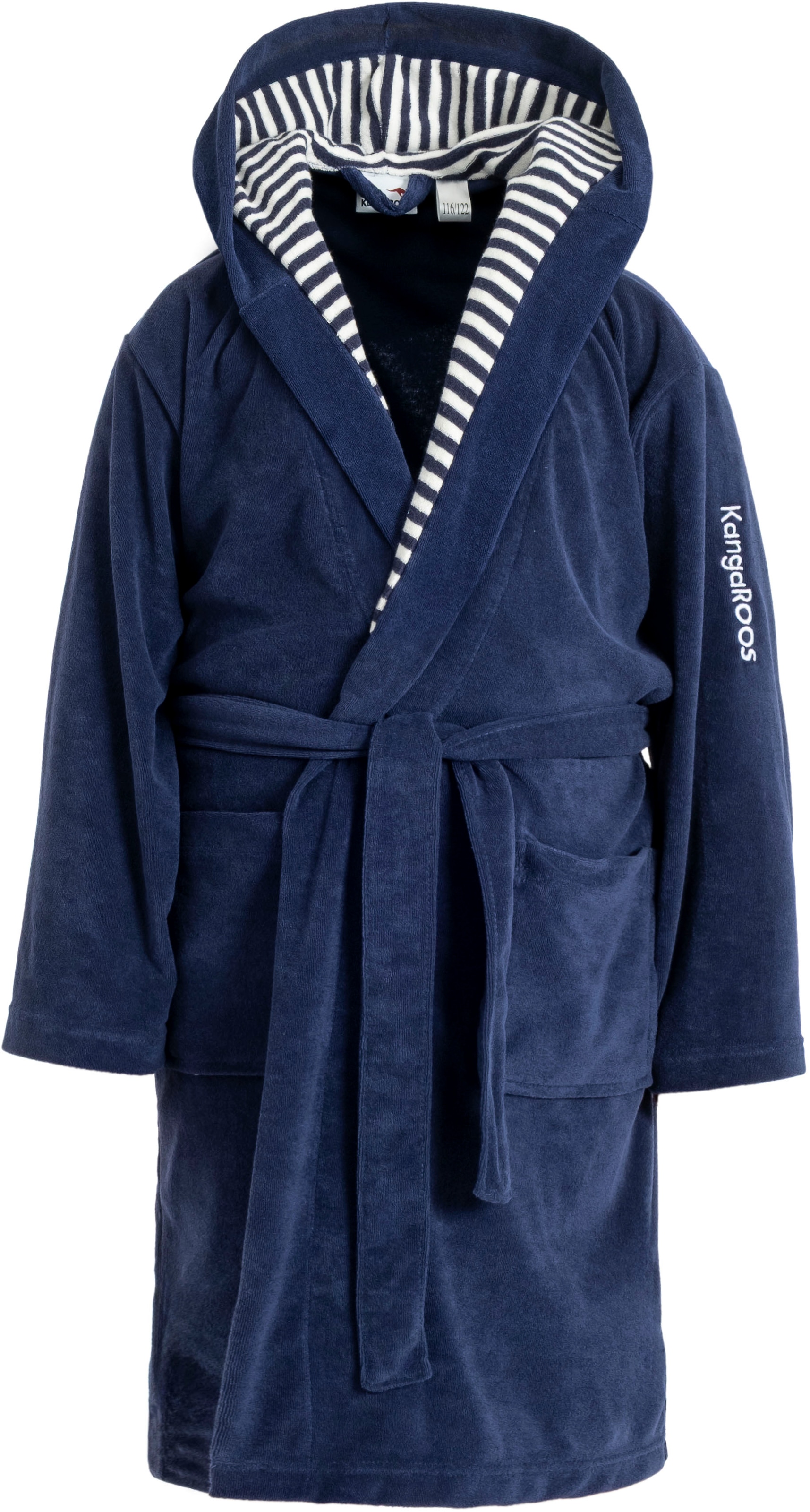 KangaROOS Kinderbademantel »Dalia, Ideal für Zuhause, Schwimmbad oder im Urlaub« 1 Stk. Uni-Farben mit Streifen