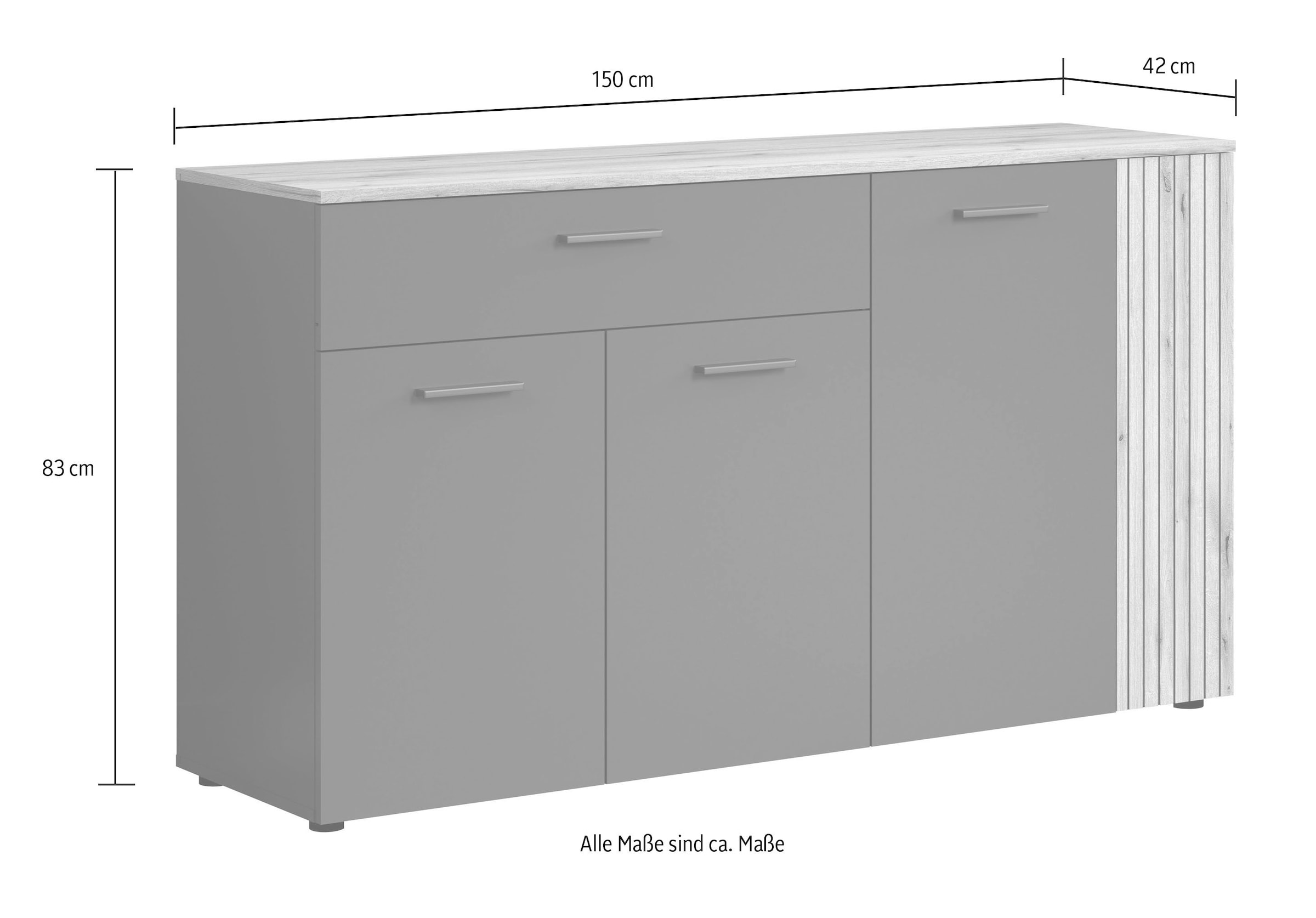 Home affaire Sideboard »Estepona« 1 Stk. tlg. Kommode, Akustikpaneel-Look; Breite 150 cm