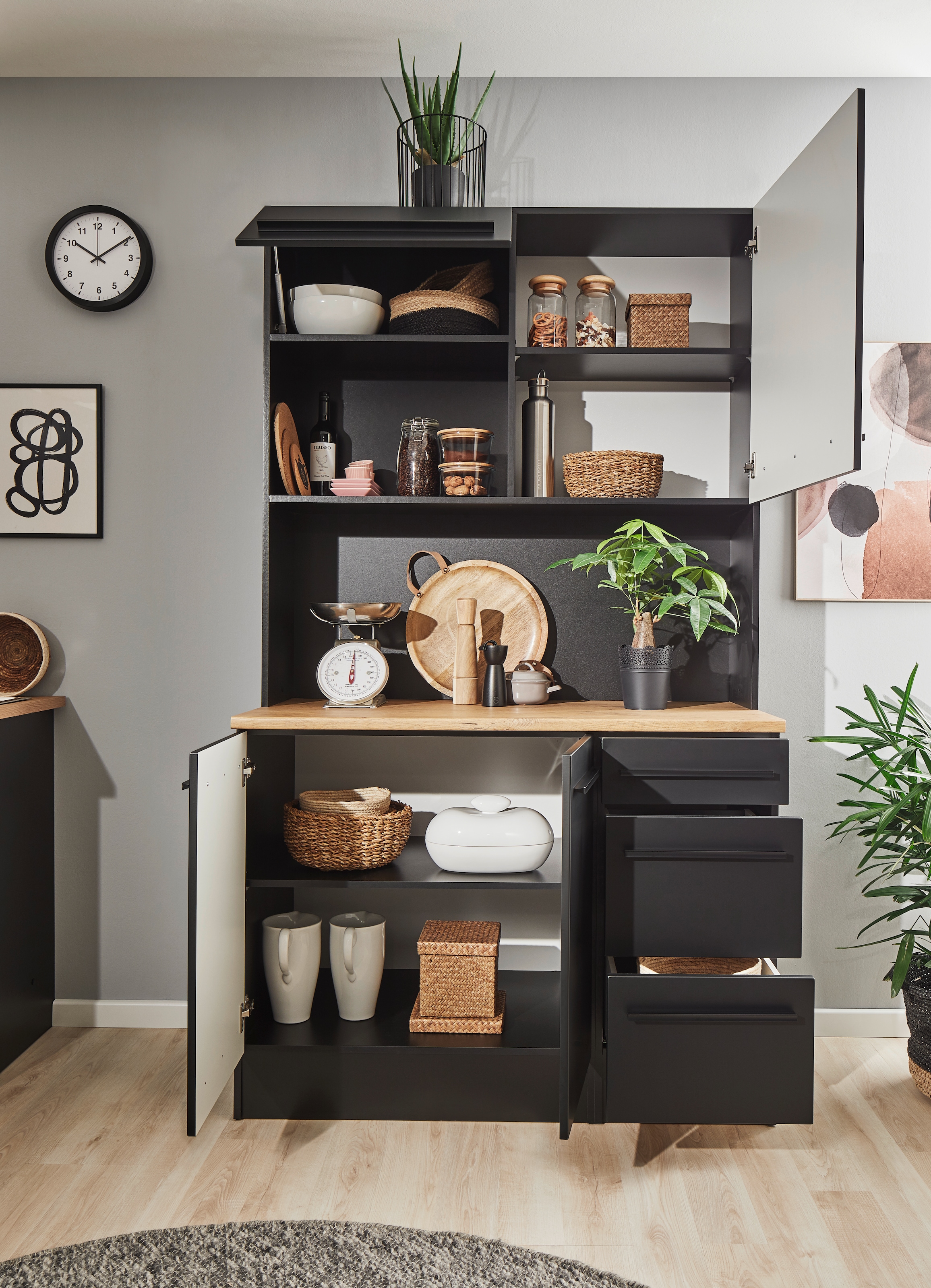 BASIC by Balculina Buffet »Jazz« 1 cuis tlg. Largeur 120cm, portes, tiroirs, compartiment ouvert
