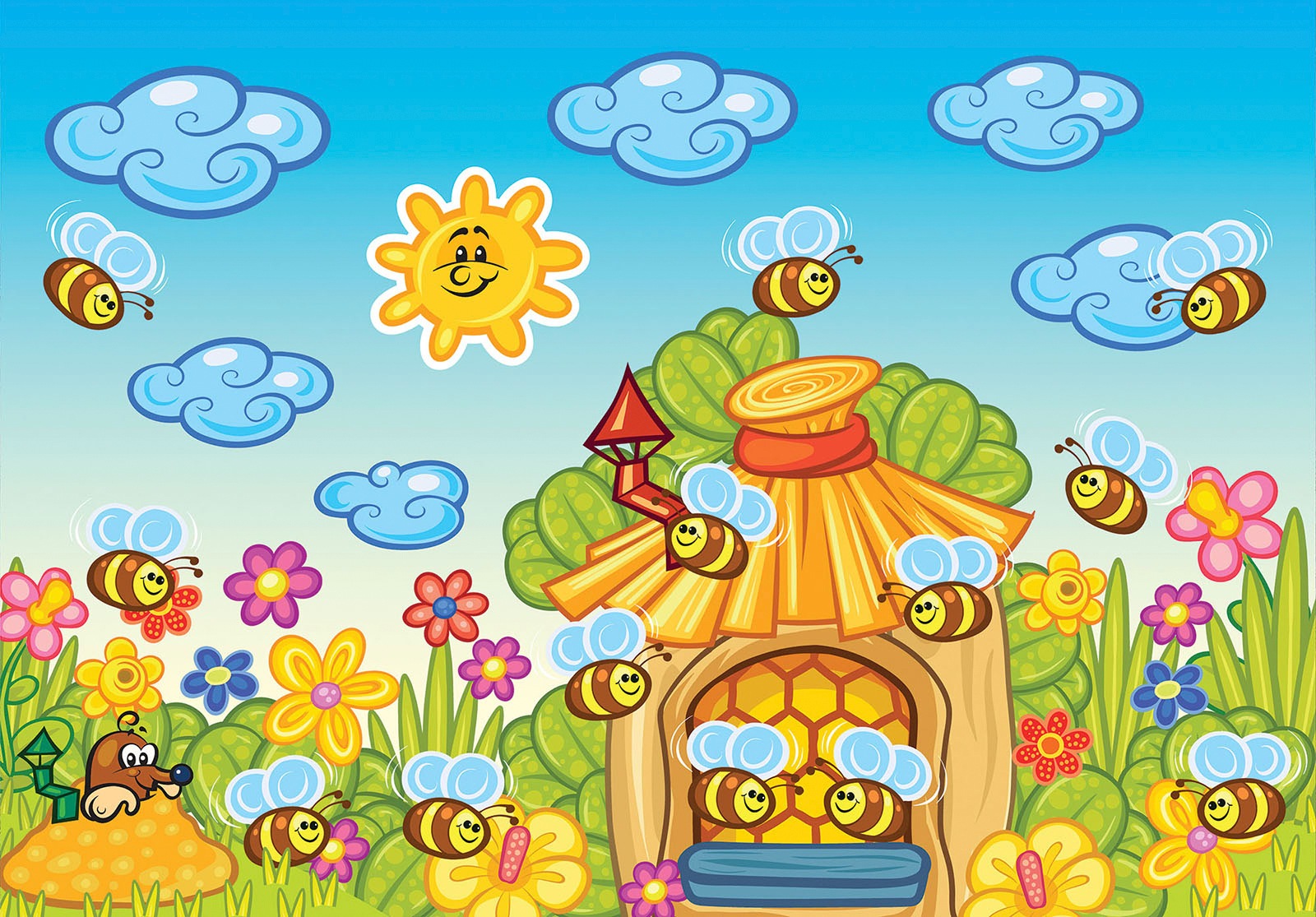 Image of Consalnet Vliestapete »Fröhliche Bienen«, verschiedene Motivgrössen, für das Büro oder Wohnzimmer bei Ackermann Versand Schweiz