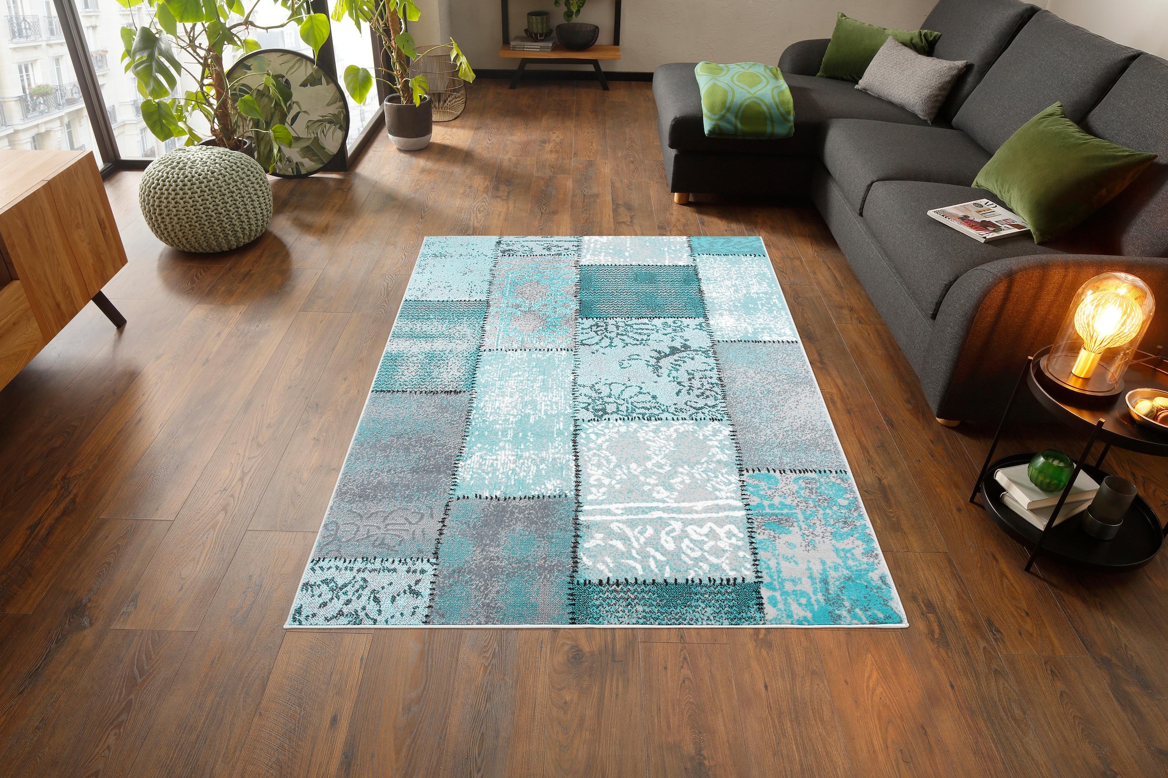 Home affaire Teppich »Garry«, rechteckig, 7 mm Höhe, Vintage, Kurzflor, Patchwork-Design, farbenfroh, Wohnzimmer