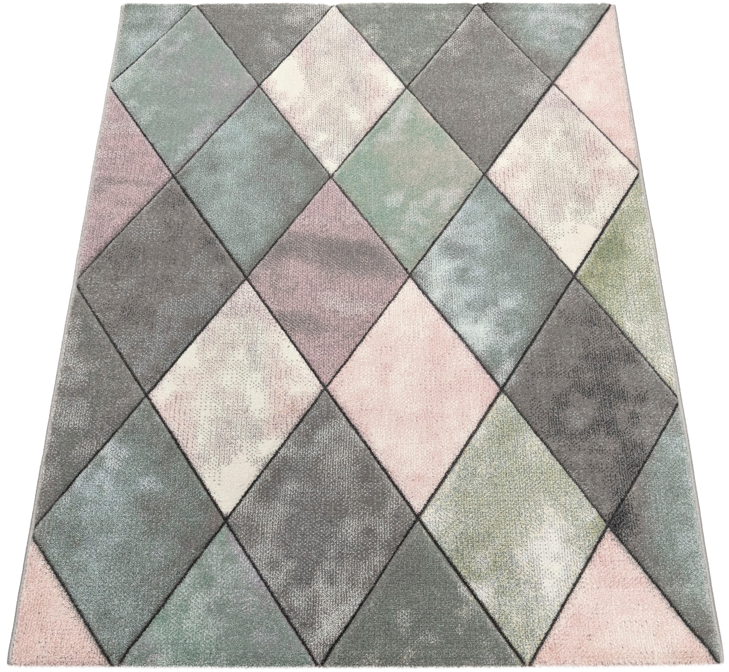 Paco Home Teppich »Lara 238«, rechteckig, 16 mm Höhe, Kurzflor, Pastell-Farben, handgefertigter Konturenschnitt
