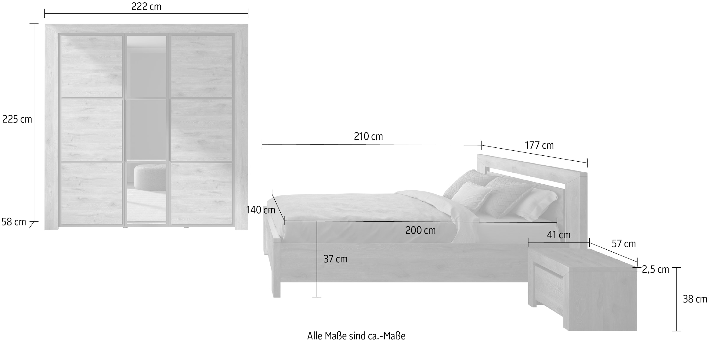 Gami Set de chambre d'adolescent »Brugge« Set, 4 cuis tlg. In 2 Farben erhältlich