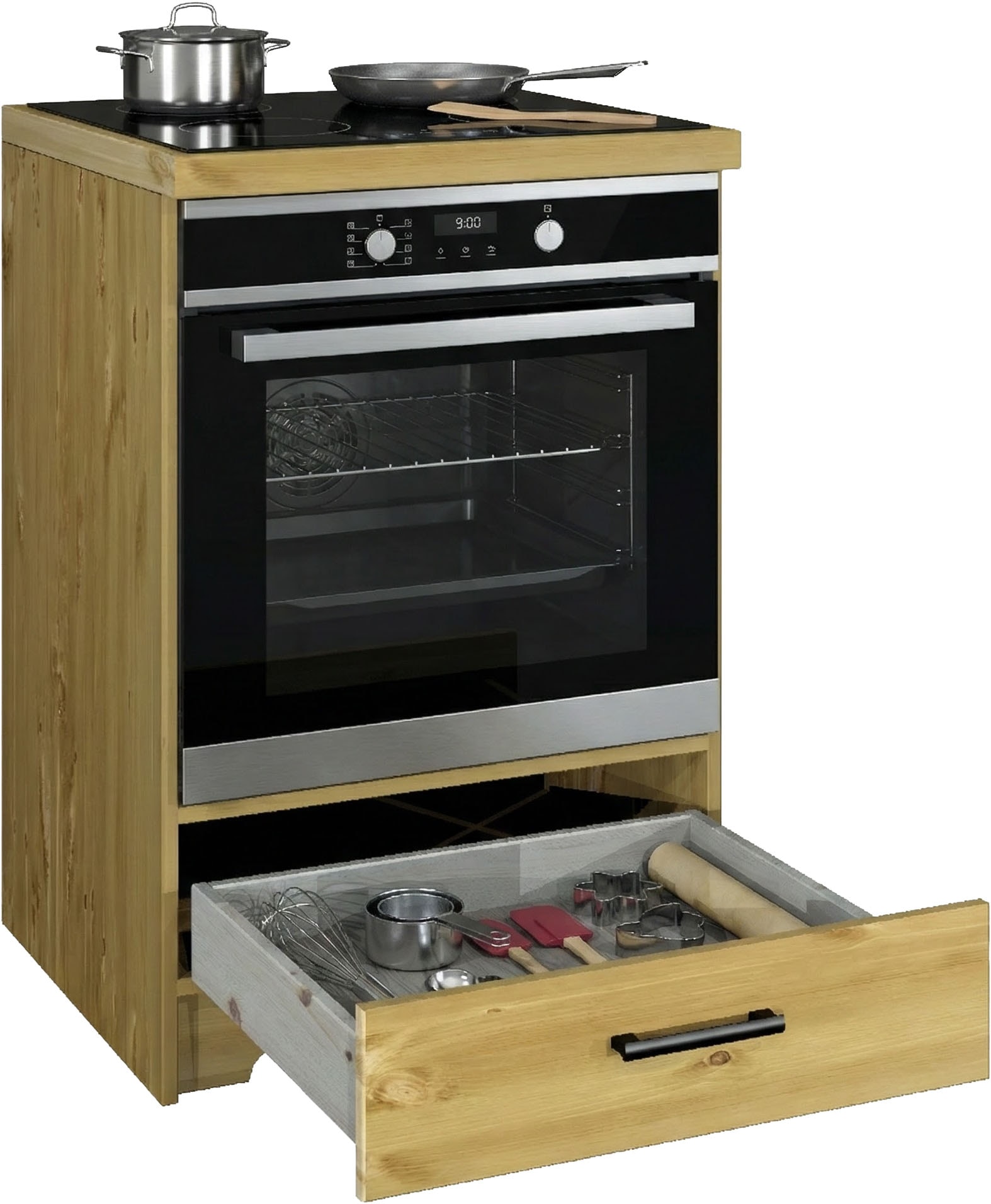 Home affaire Armoire encastrée pour cuisinière »Meliss« aus massiver Kiefer, Breite 60 cm, Soft-Close-Funktion