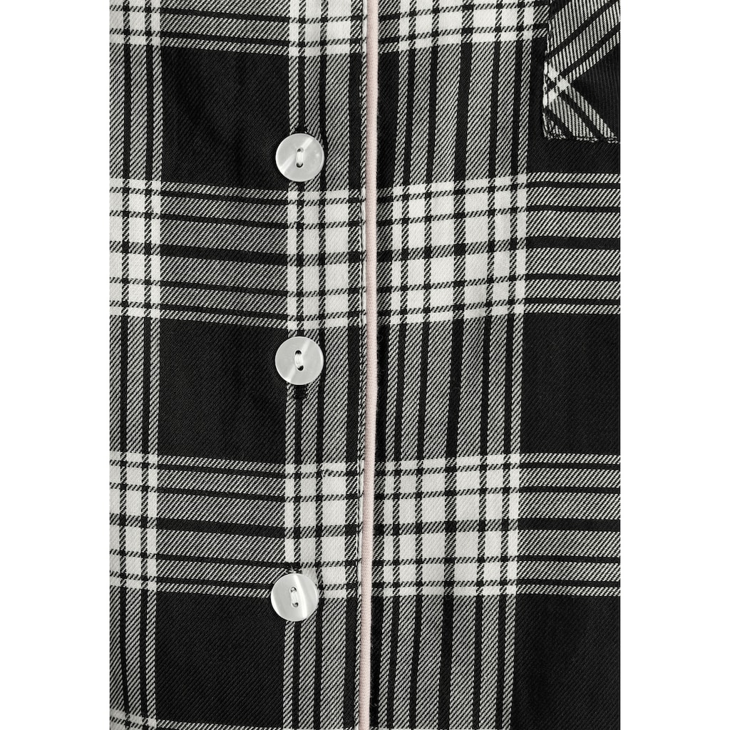 Chemise de nuit en flanelle à carreaux H.I.S avec col classique & patte de boutonnage