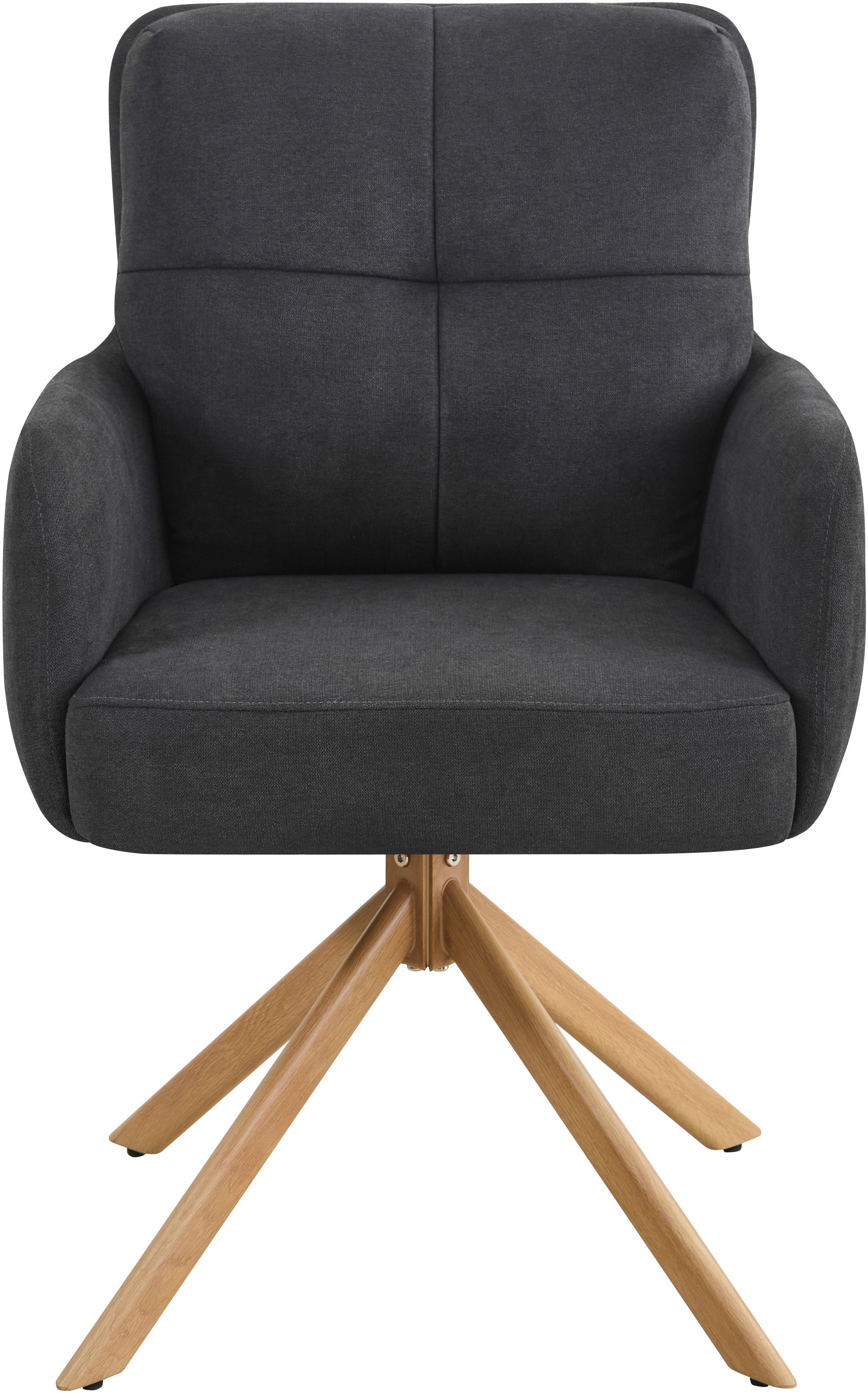 GOODproduct Chaise de salle à manger »Miami, 2er-Set, Federkern« (Ensemble) 2 cuisgemütlicher Armlehnstuhl mit Federkern, Fein-Webstoff und Holzoptik