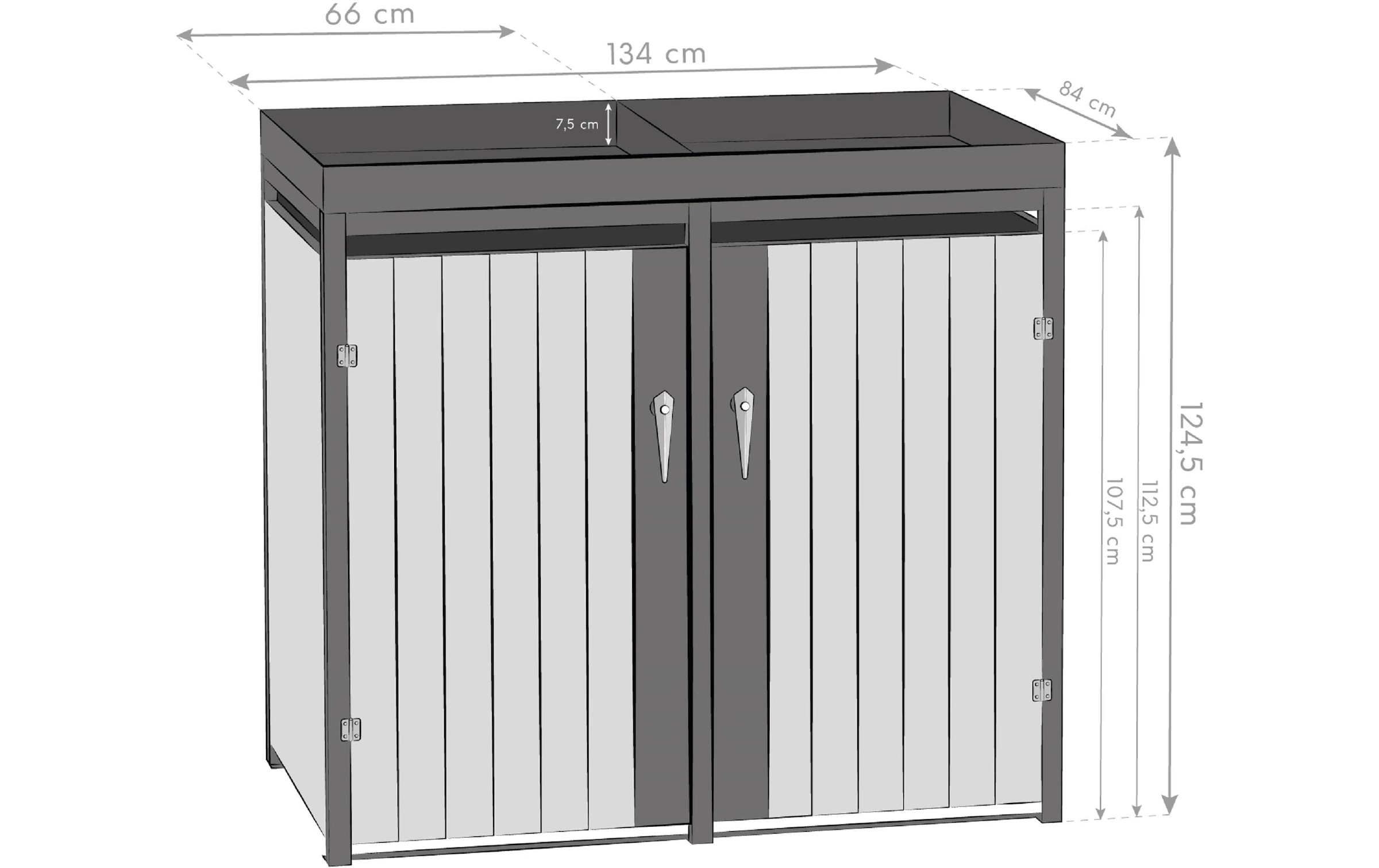 WESTMANN Gartenbox »WMHHWTC-62« für 2x240 l, BxTxH: 134x84x125 cm