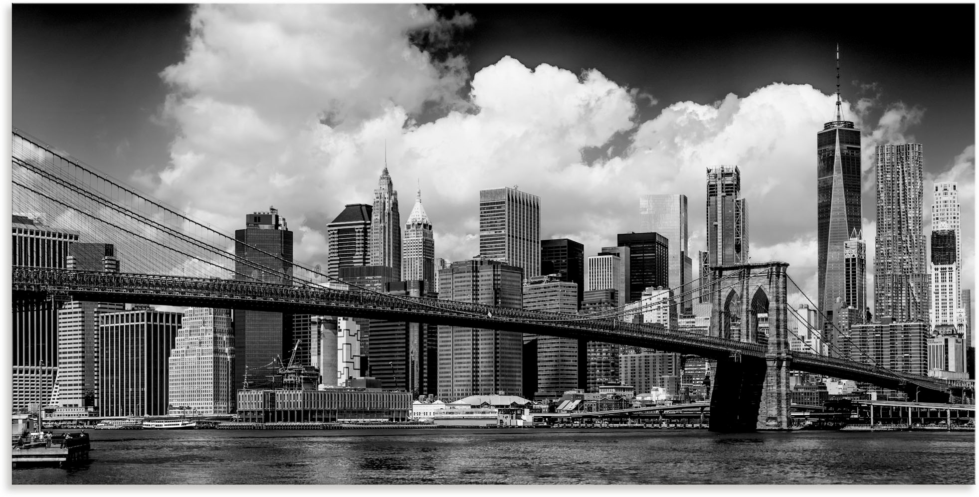 Image of Artland Wandbild »Manhattan Skyline, Brooklyn Bridge«, New York, (1 St.), in vielen Grössen & Produktarten - Alubild / Outdoorbild für den Aussenbereich, Leinwandbild, Poster, Wandaufkleber / Wandtattoo auch für Badezimmer geeignet bei Ackermann Versand S