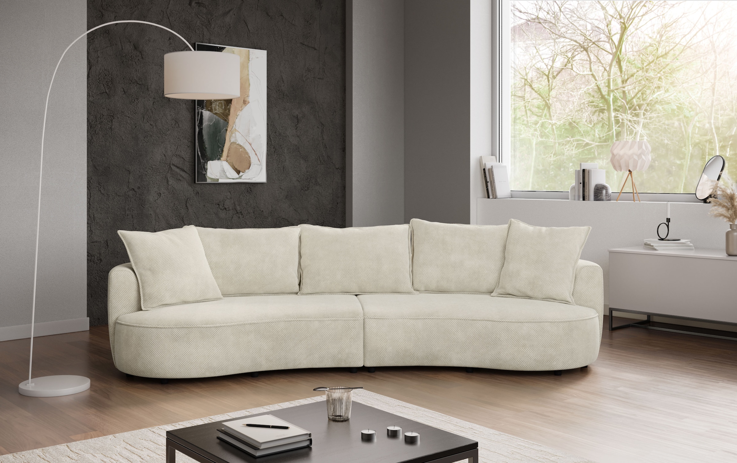 COTTA Loungesofa »Sana, Breite 296 cm« Loungesofa mit Wellenunterfederung