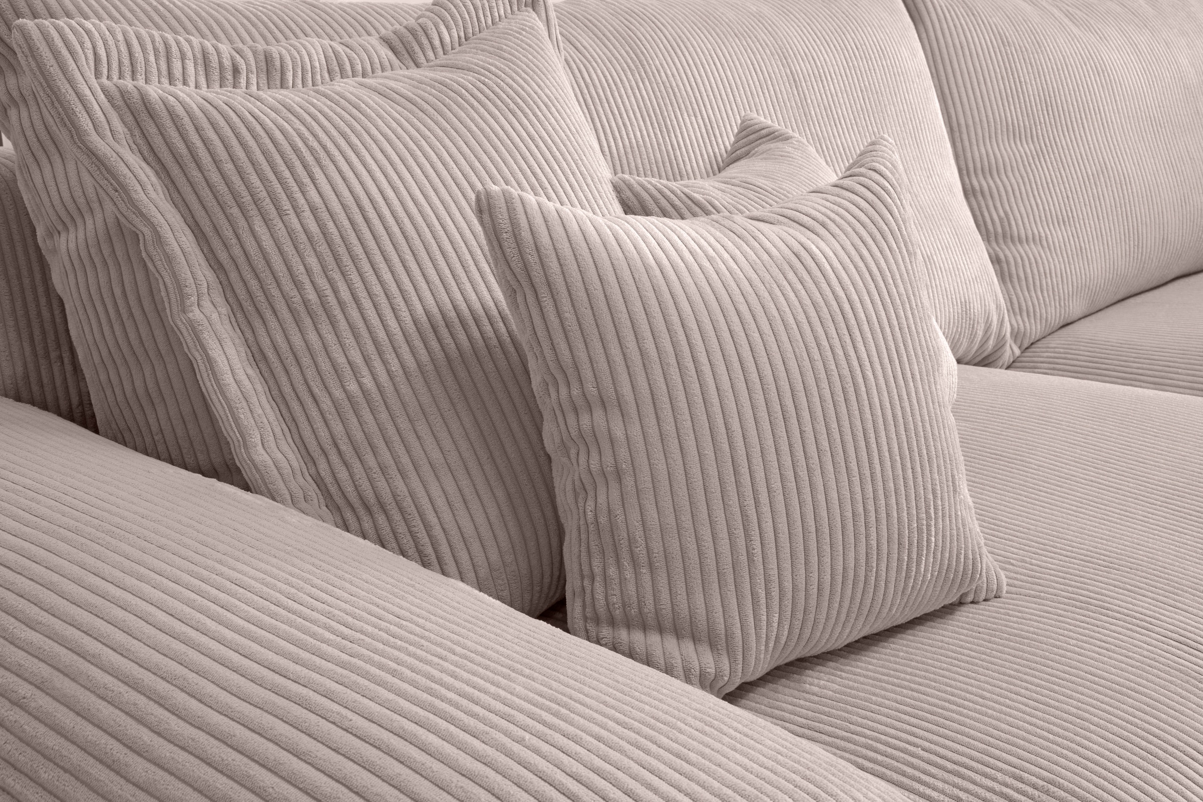 Home affaire Big-Sofa »Soft&Cosy XL, B: 246 cm« Mega-Sofa, Cord oder Chenille-Struktur, mit Federkern & 4 Zierkissen