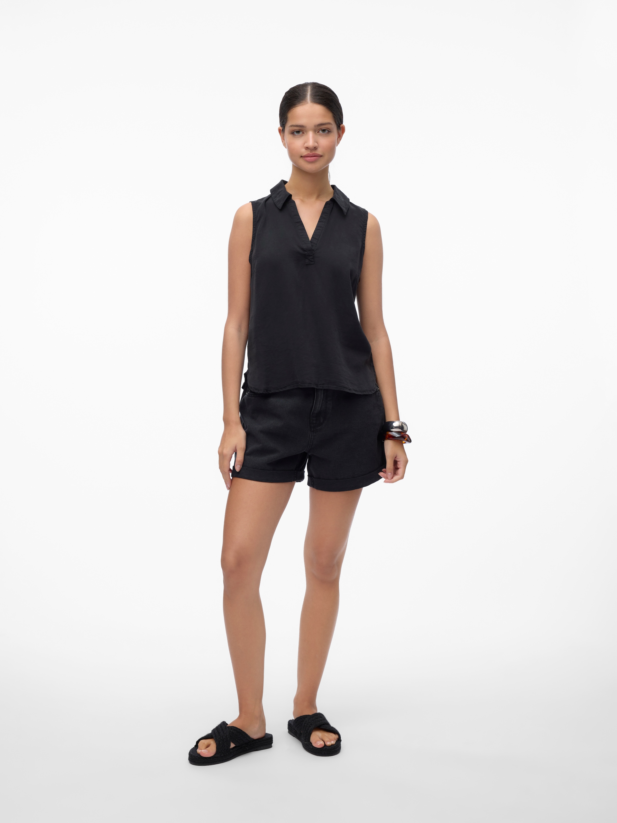 Vero Moda Shirttop »VMHARPER SL COLLAR SHORT TENCEL TOP GA« Viskose, regular fit