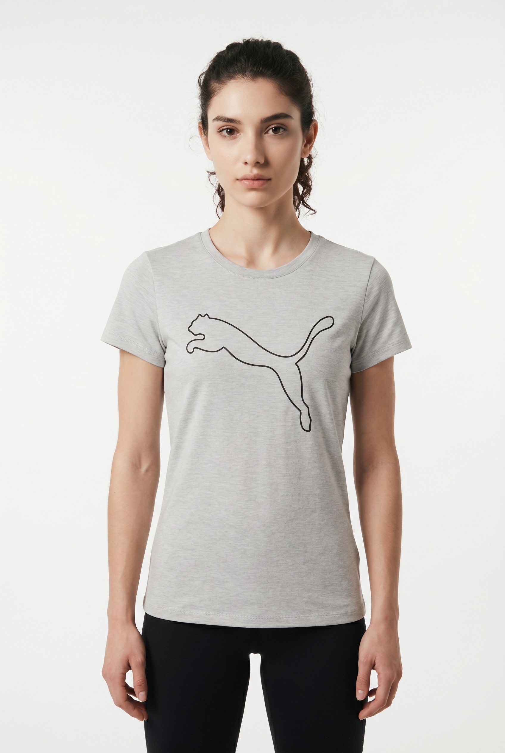 PUMA T-shirt d'entraînement »W TAD ESSENTIAL HEATHER LOGO TEE« manches courtes, t-shirt sportif, pour activités sportives