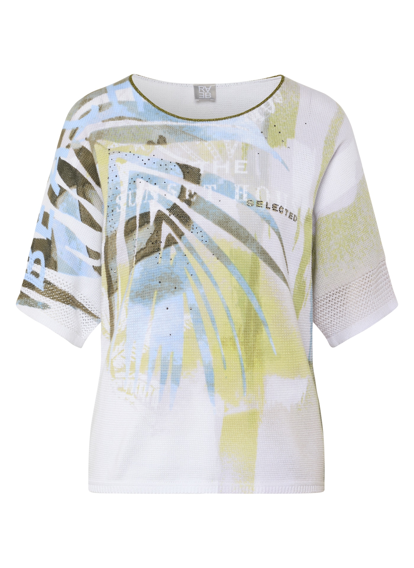 Rabe Pull en tricot 3/4-Ärmel mit floralem Muster und Glitzersteinen