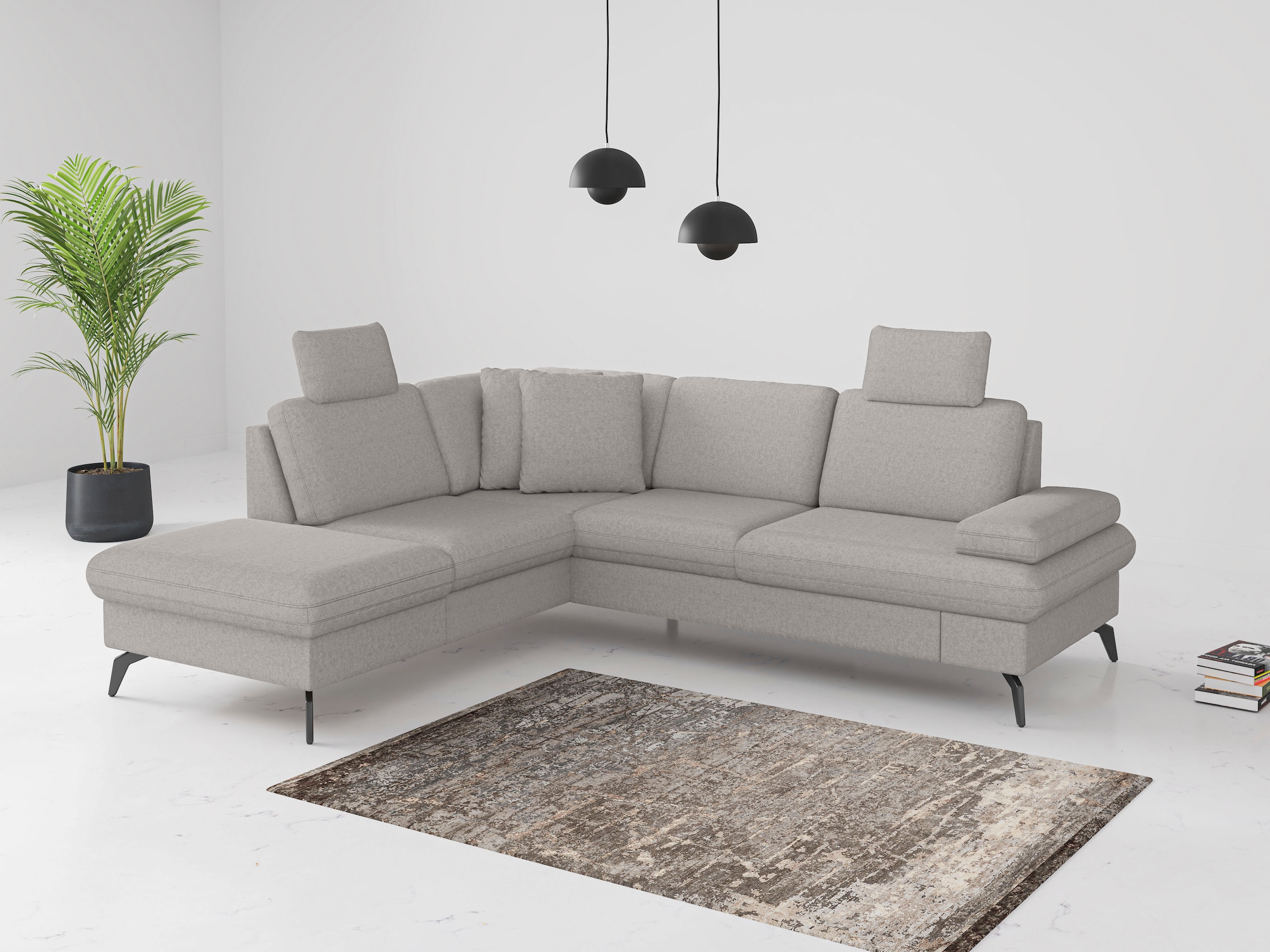 sit&more Ecksofa »Morris Jubi L-Form«, inkl. Armteilfunktion und 1 Zierkissen, wahlweise mit Bettfunktion
