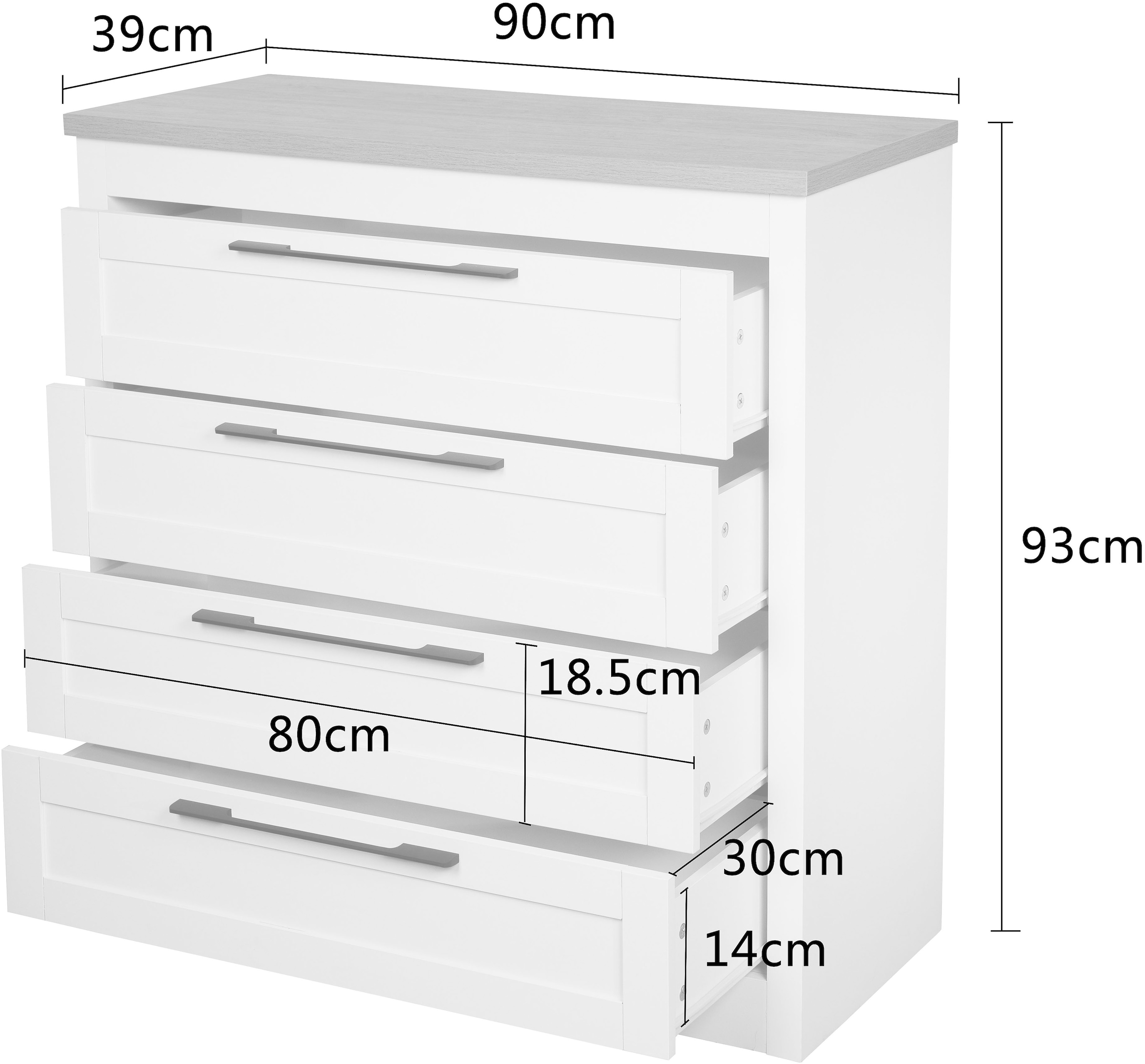 GOODproduct Schubkastenkommode »Büsum Schlafzimmer Schrank Wäscheschrank« Sideboard mit 4 Schubladen im Landhaus Design Bestseller