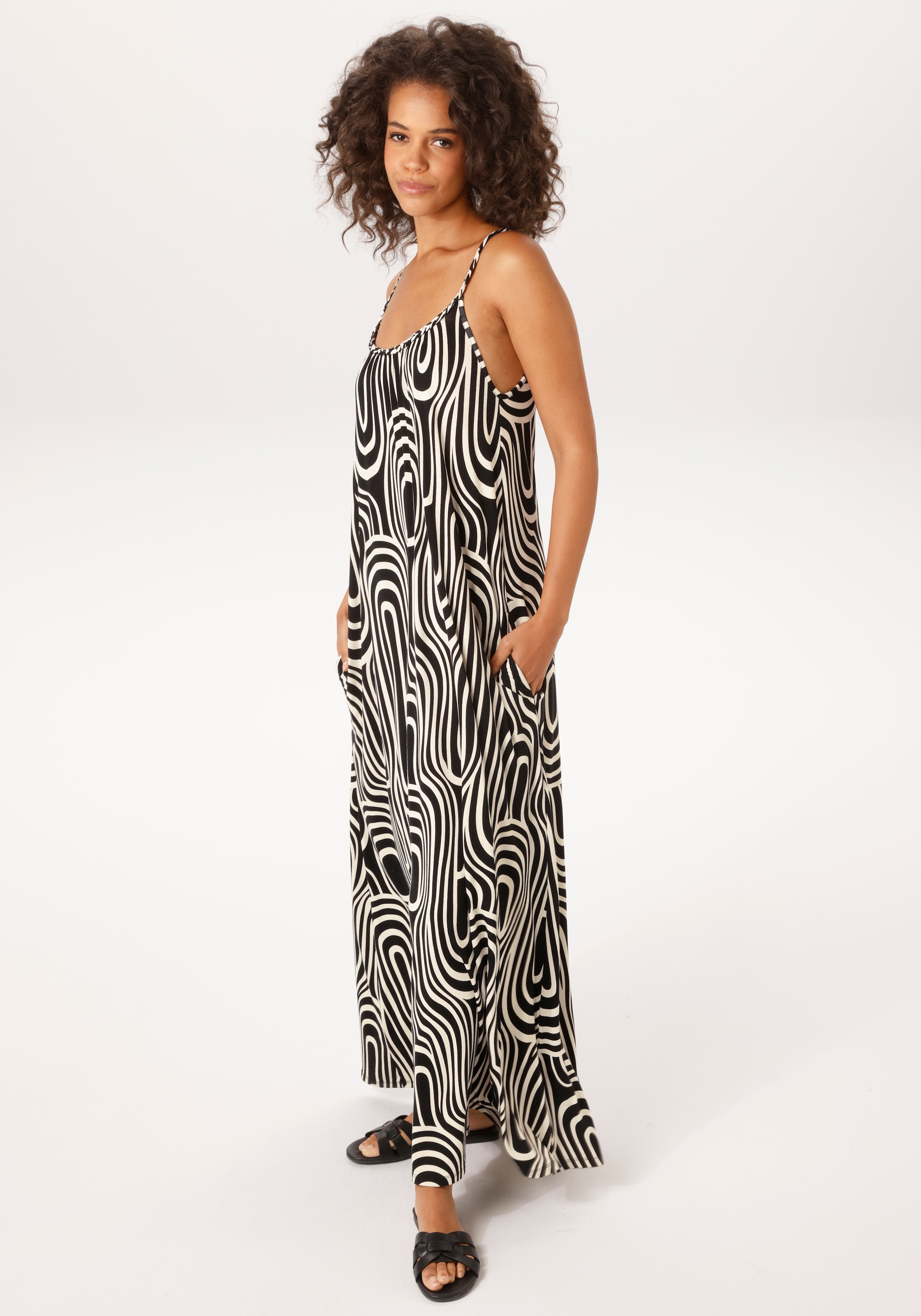 Aniston CASUAL Robe d'été Poches pour les mains mit geflochtenen Spagetti-Trägern - NEUE KOLLEKTION