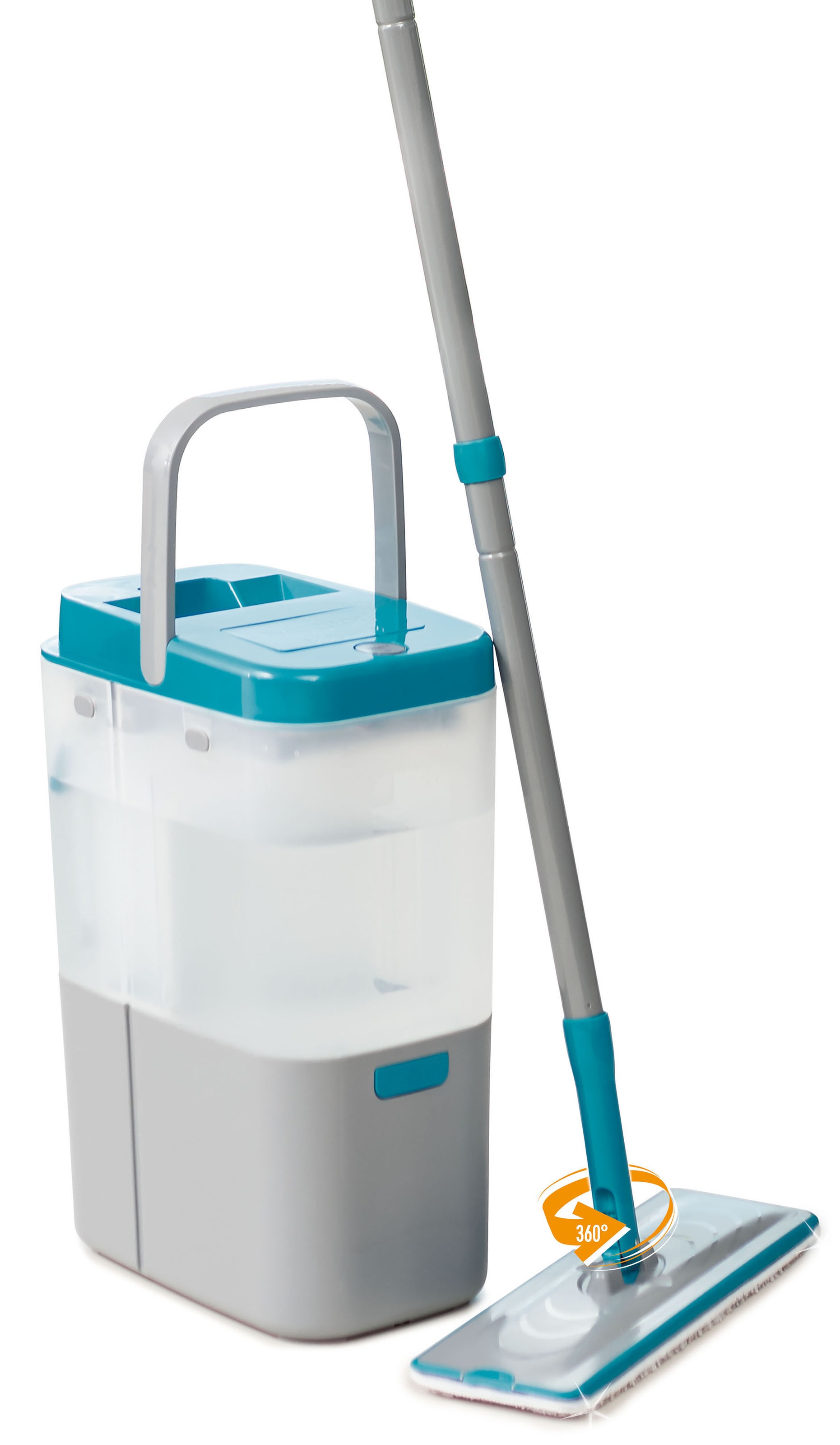 Image of MediaShop Bodenwischer-Set »Livington Everclean Mop«, (Set, 1x Mop, 2x waschbare Mikrofaserpads), je 1x 60ml Reinigungskonzentrat für Parkett und Laminat/Fliesen bei Ackermann Versand Schweiz