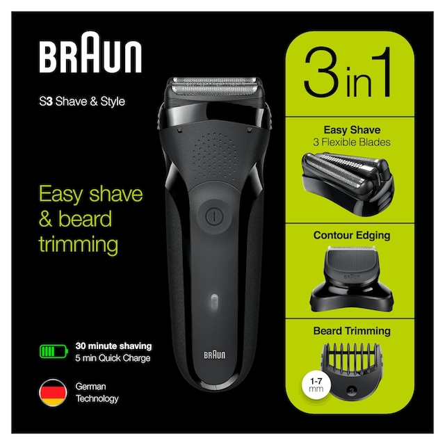 ♕ Braun Elektrorasierer »Series 3 Shave&Style 300BT«, 5 St. Aufsätze  versandkostenfrei auf